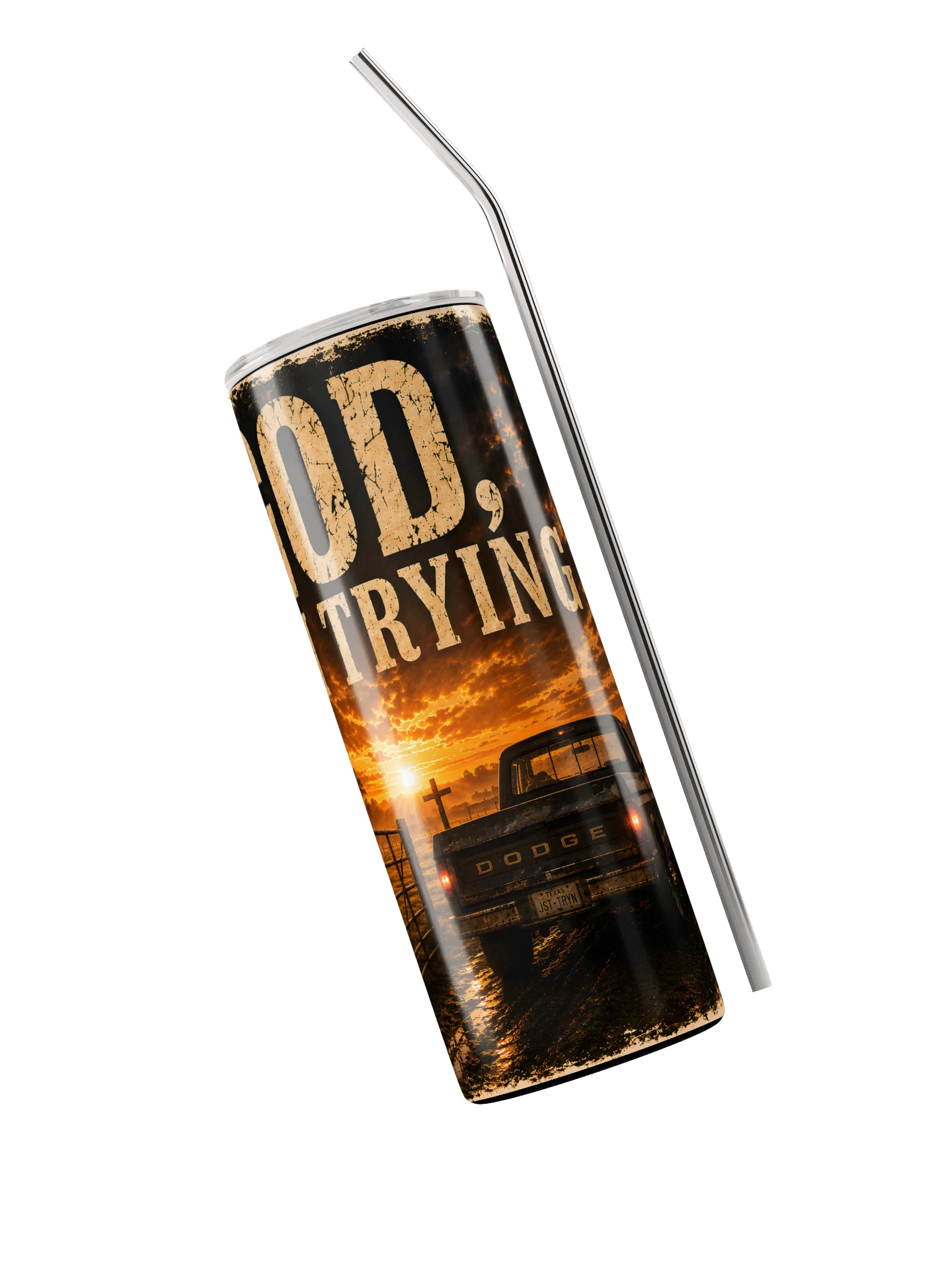God, I'm Trying Stainless Steel Tumbler product image (6)