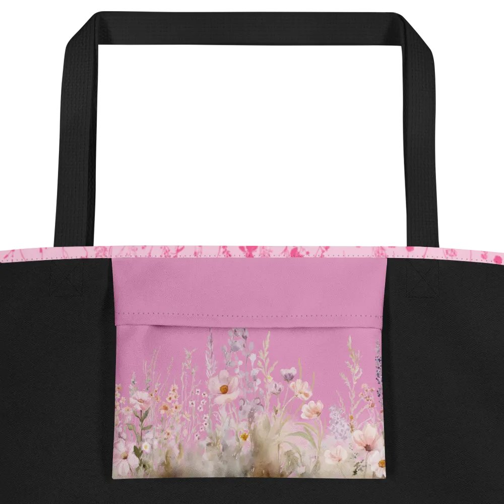 Pink Flower Summer Tote Bag with Inside Pocket for Beach & Shopping product image (2)