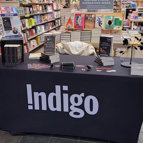 All set up and ready for my signing at @colescarlingwood with copies of A Hunt Bound in Blood and A Dream Shrouded in Fury on...