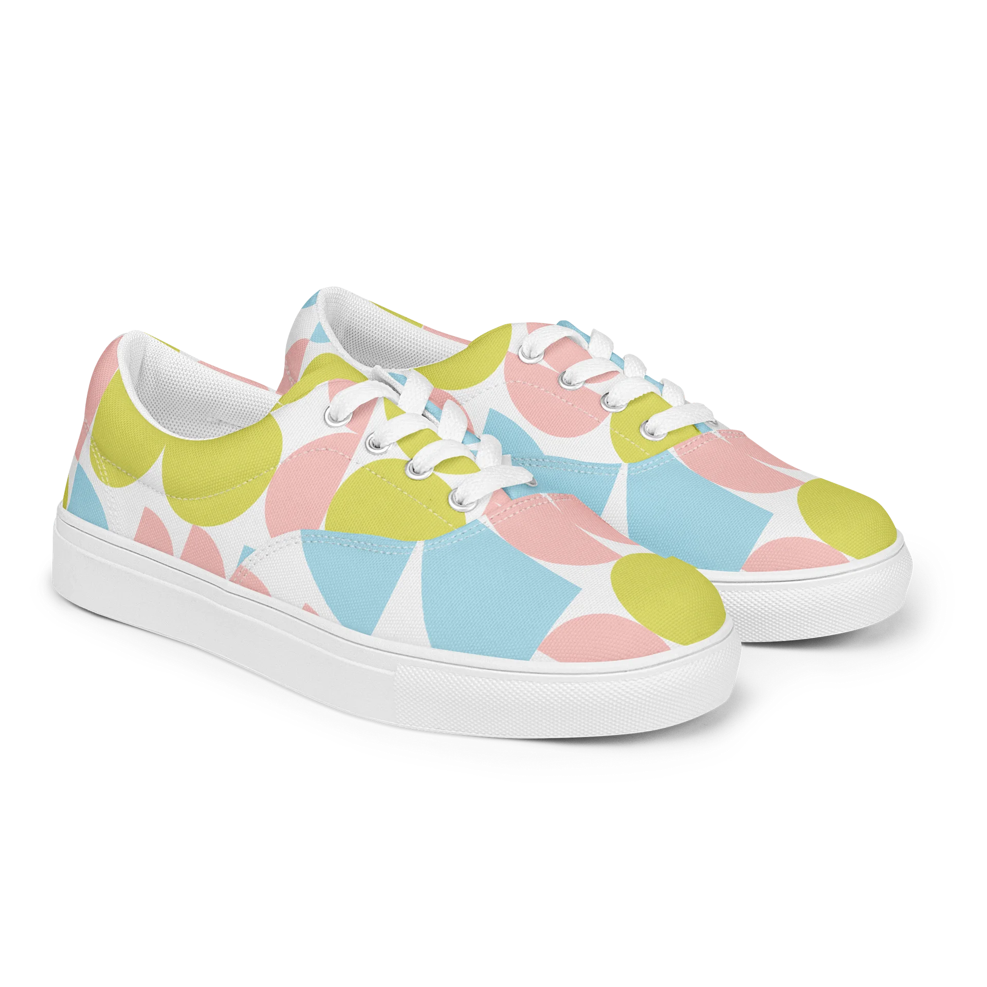 Retro Pastel Geometric Lace-Up Shoes For Women product image (3)
