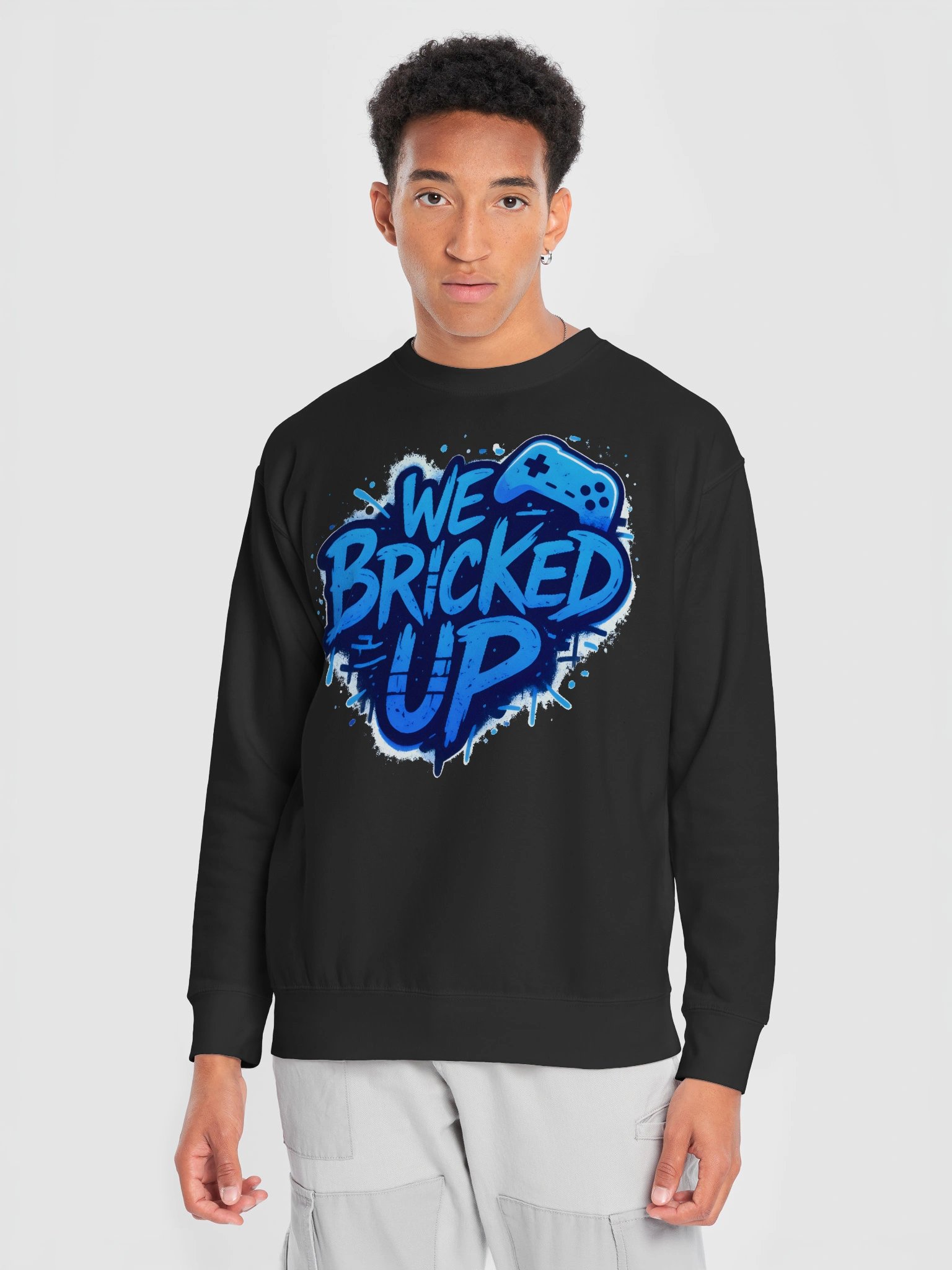"Bricked Up" Blue Cotton Heritage Premium Sweatshirt product image (9)
