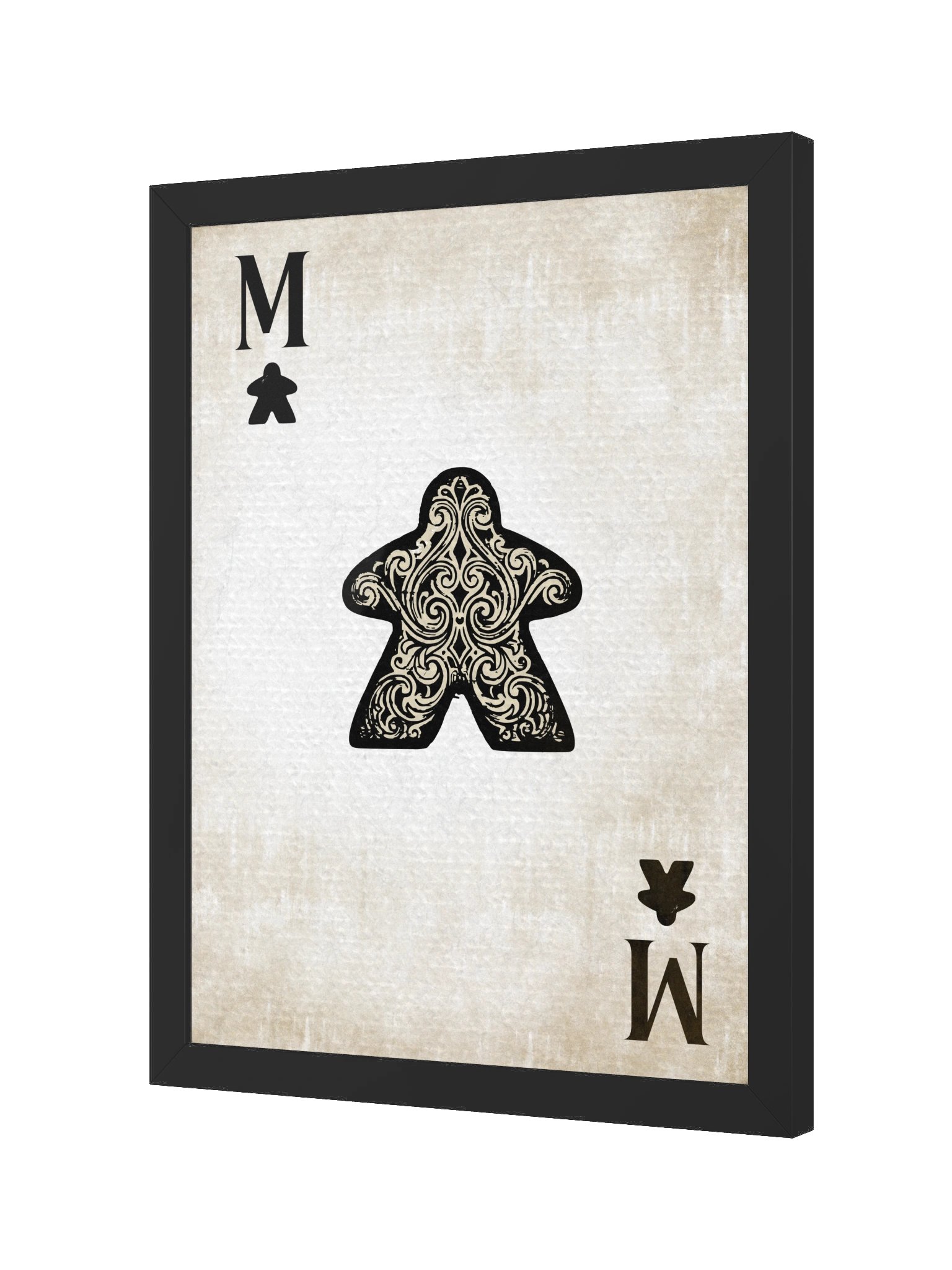 Vintage Meeple Black Ace Playing Card Board Game Room Poster - FRAMED product image (8)