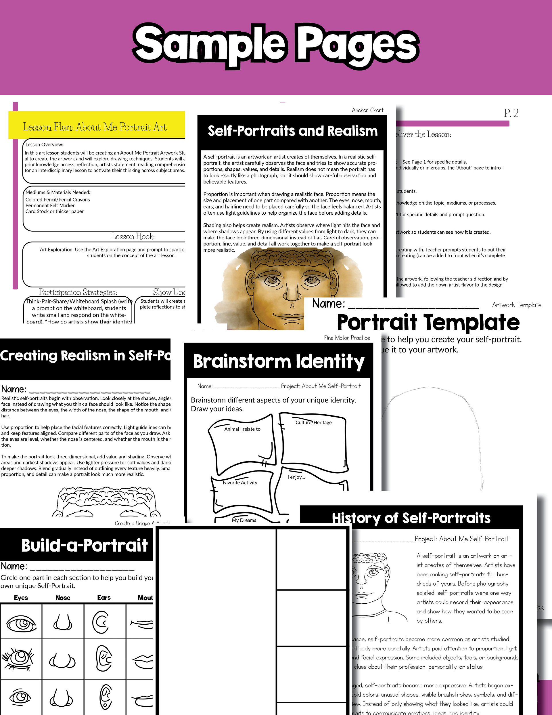 5th Grade Art About Me Grade 5 Self Portrait Identity Back to School Art Lesson product image (8)