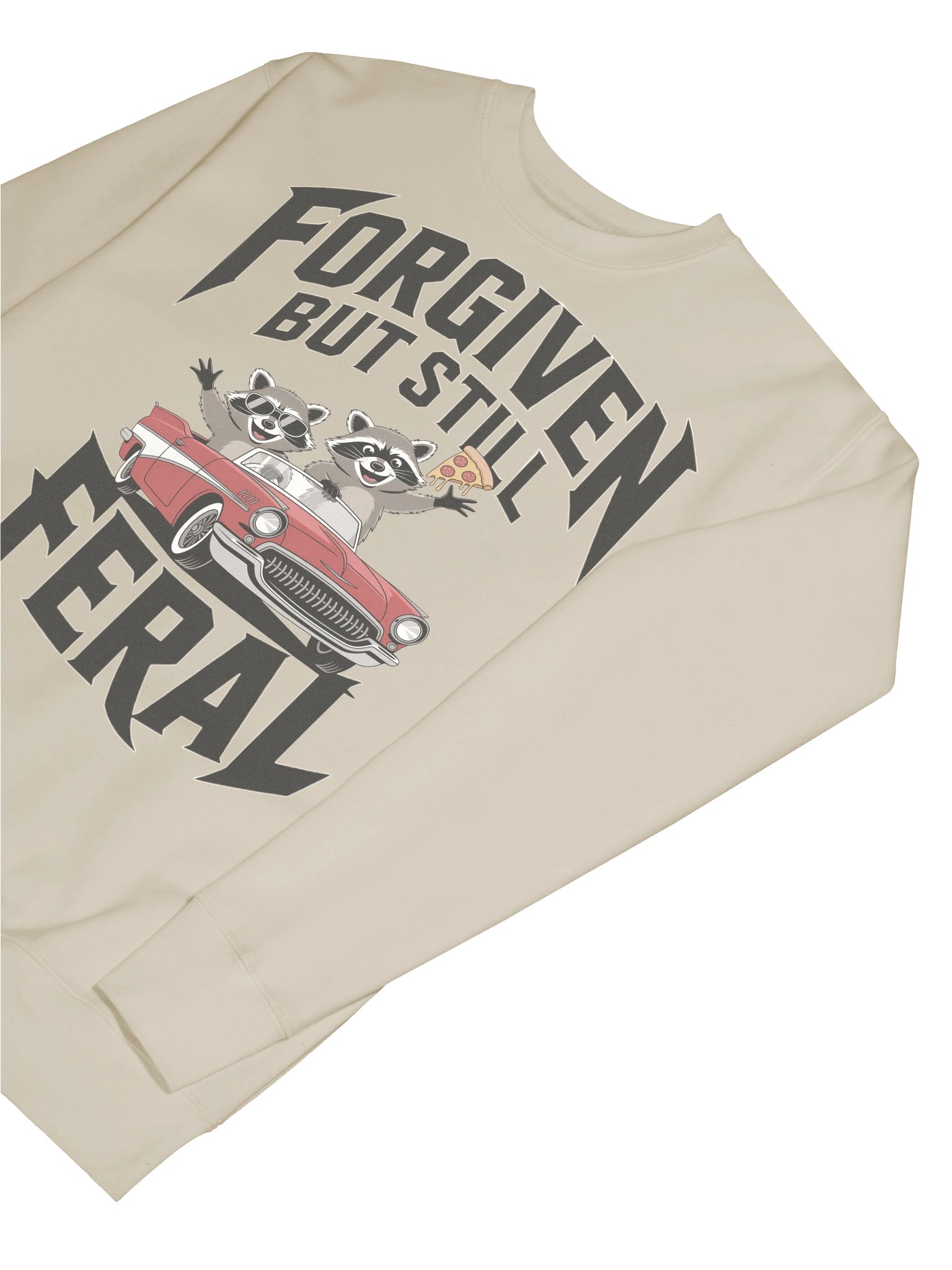 Forgiven But Still Feral Raccoon Sweatshirt – Cotton Heritage Premium Crewneck with Crazy Vintage Convertible Art product image (7)
