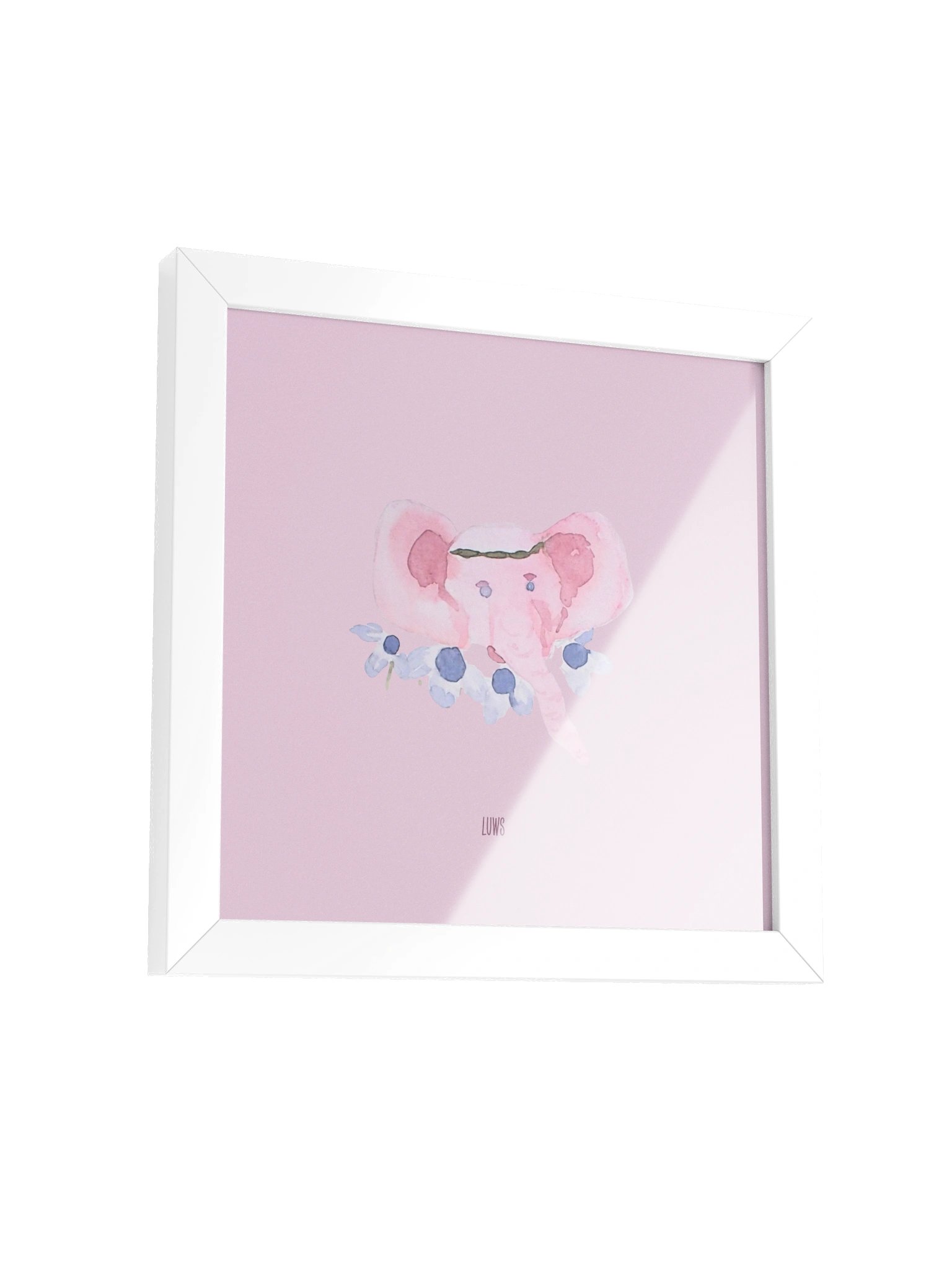 Ella, the elephant | Pastel Pink Elephant Floral Poster (Framed) product image (3)