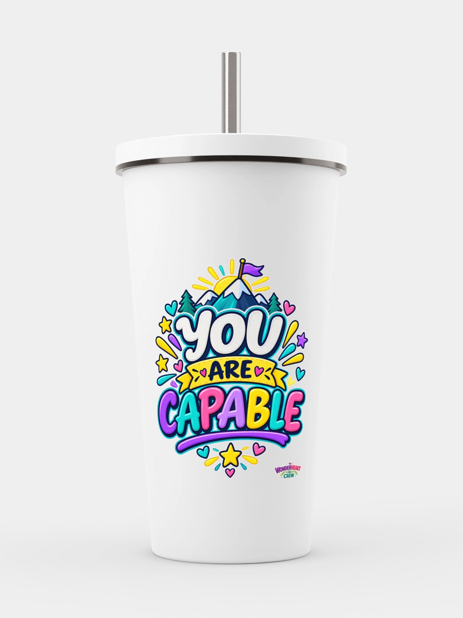 Stainless Steel Insulated Inspirational Tumbler with a Straw - You Are Capable product image (1)