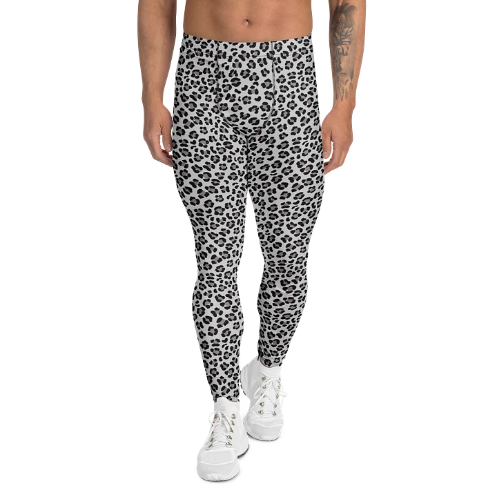 Comfortable Men's Leggings Bold Grey Leopard Print product image (1)