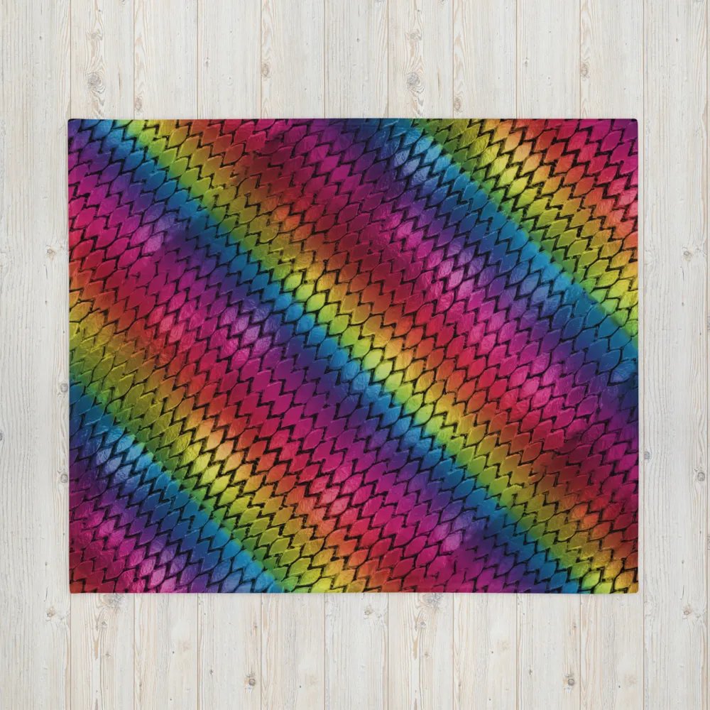 Diagonal Rainbow Dragon Scales Throw Blanket product image (4)