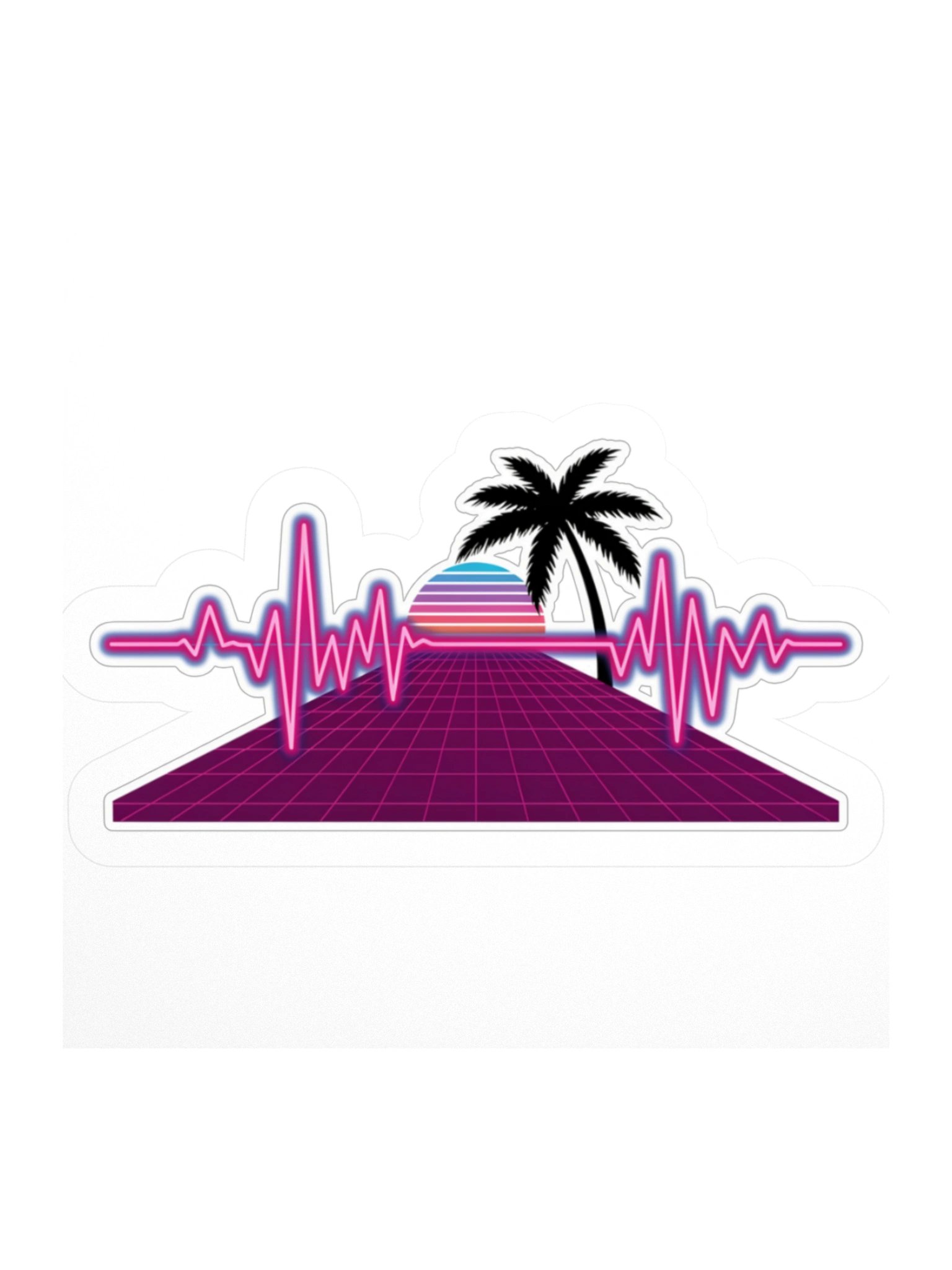 Retro Neon Palm Sunset Kiss Cut Sticker product image (3)