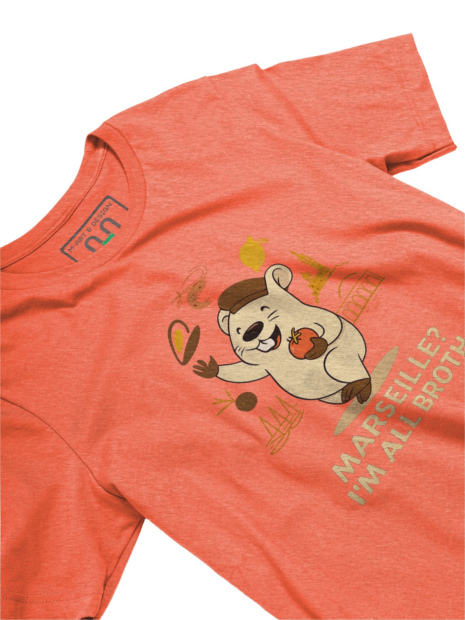 Funny Marseille Food Pun Shirt – Cute Beaver France Tee with Seafood Icons – “I’m All Broth” | art.4uand.me product image (3)