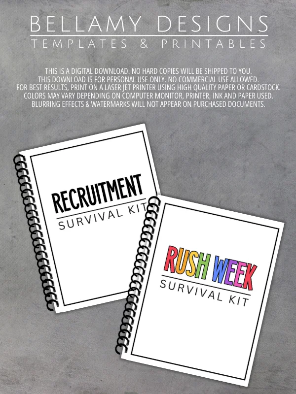 Sorority Rush Week Survival Kit, Sorority Recruitment Planner product image (10)