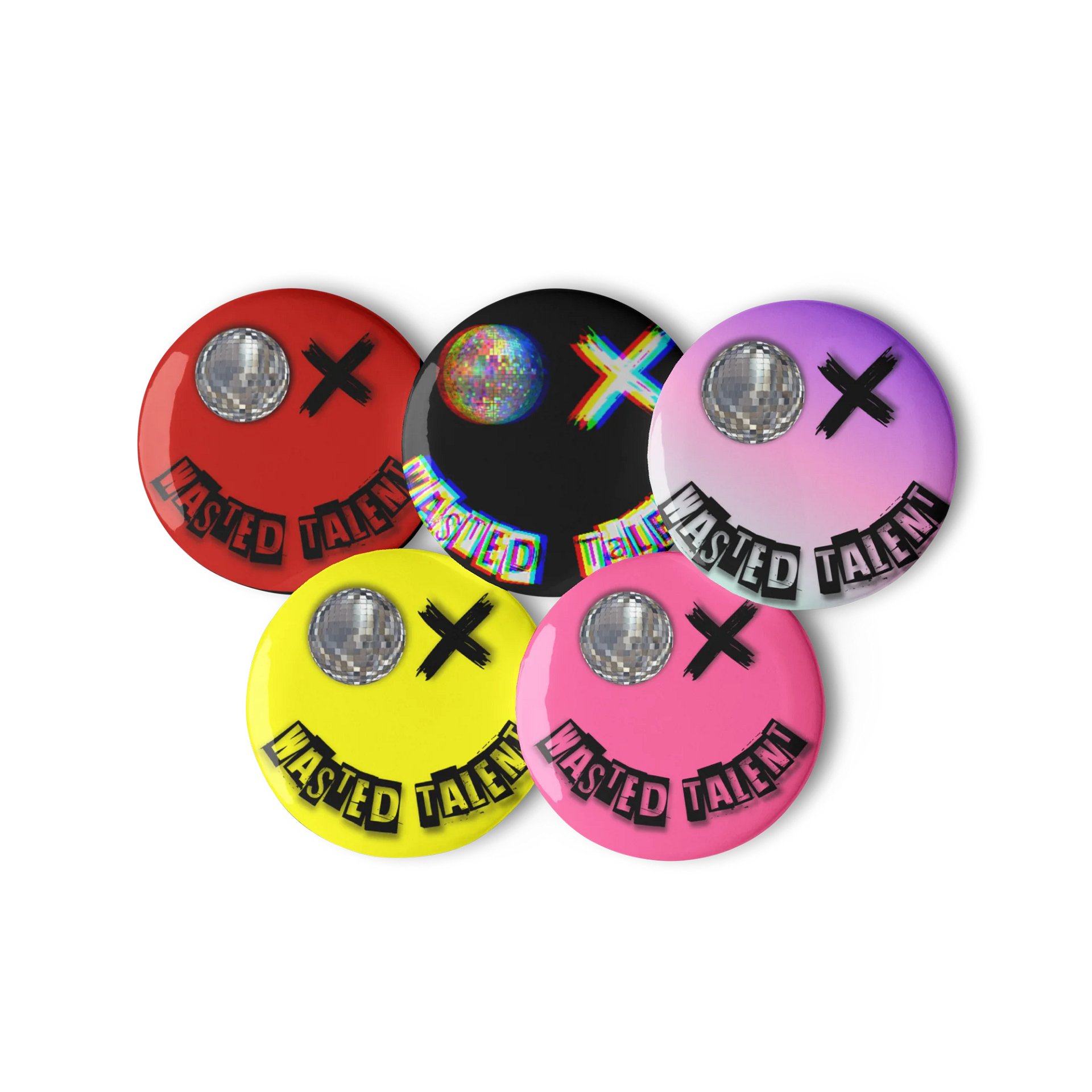 Wasted Talent Disco Face Pin Button Set product image (2)