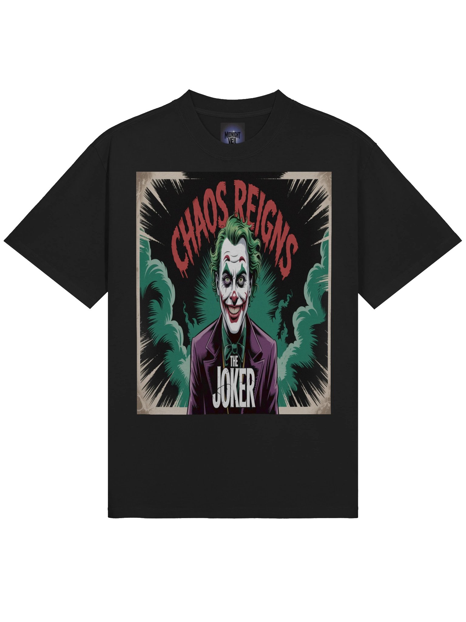 Joker 'Chaos Reigns' Vintage Poster Oversized Faded T-Shirt product image (5)