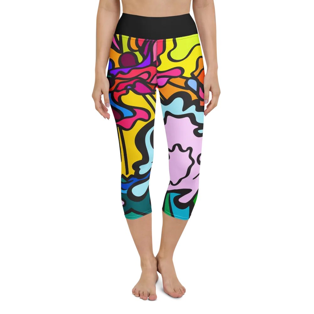 Vibrant Swirl All-Over Yoga Capri Leggings - Wave at Sunset product image (4)