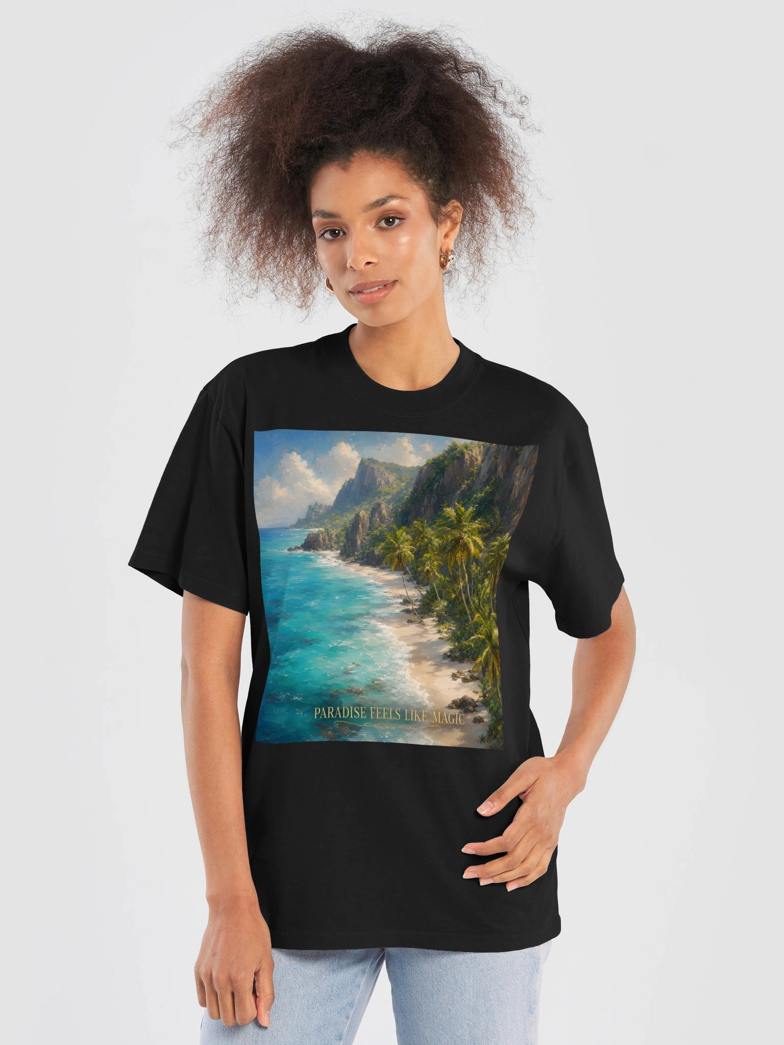 Paradise Feels Like Magic T-Shirt | Oversized Faded Black Unisex Travel Beach Wanderlust Tee product image (7)