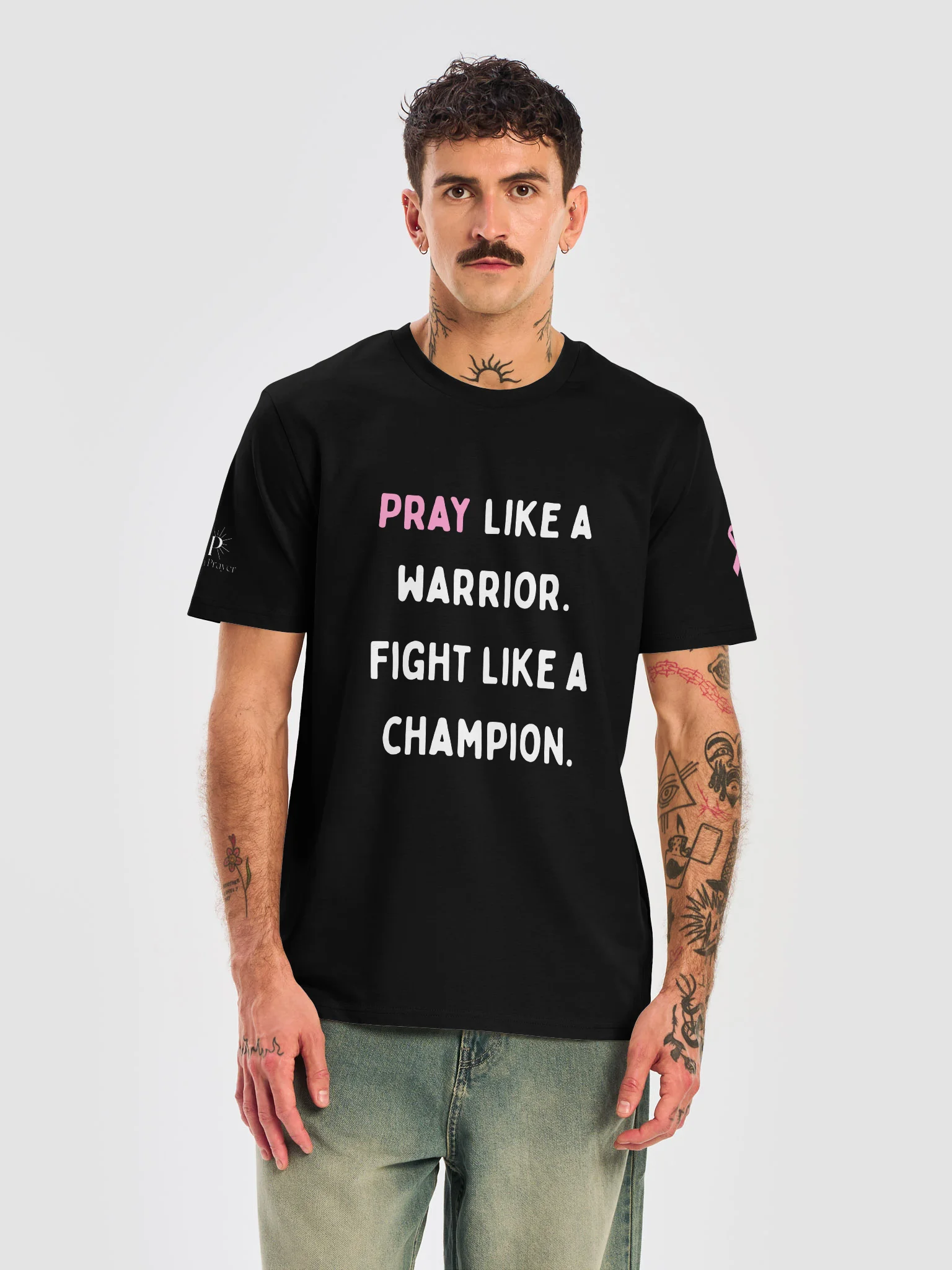 VIP Breast Cancer Awareness "Pray Like a Warrior, Fight Like a Champion" Unisex T-Shirt product image (5)