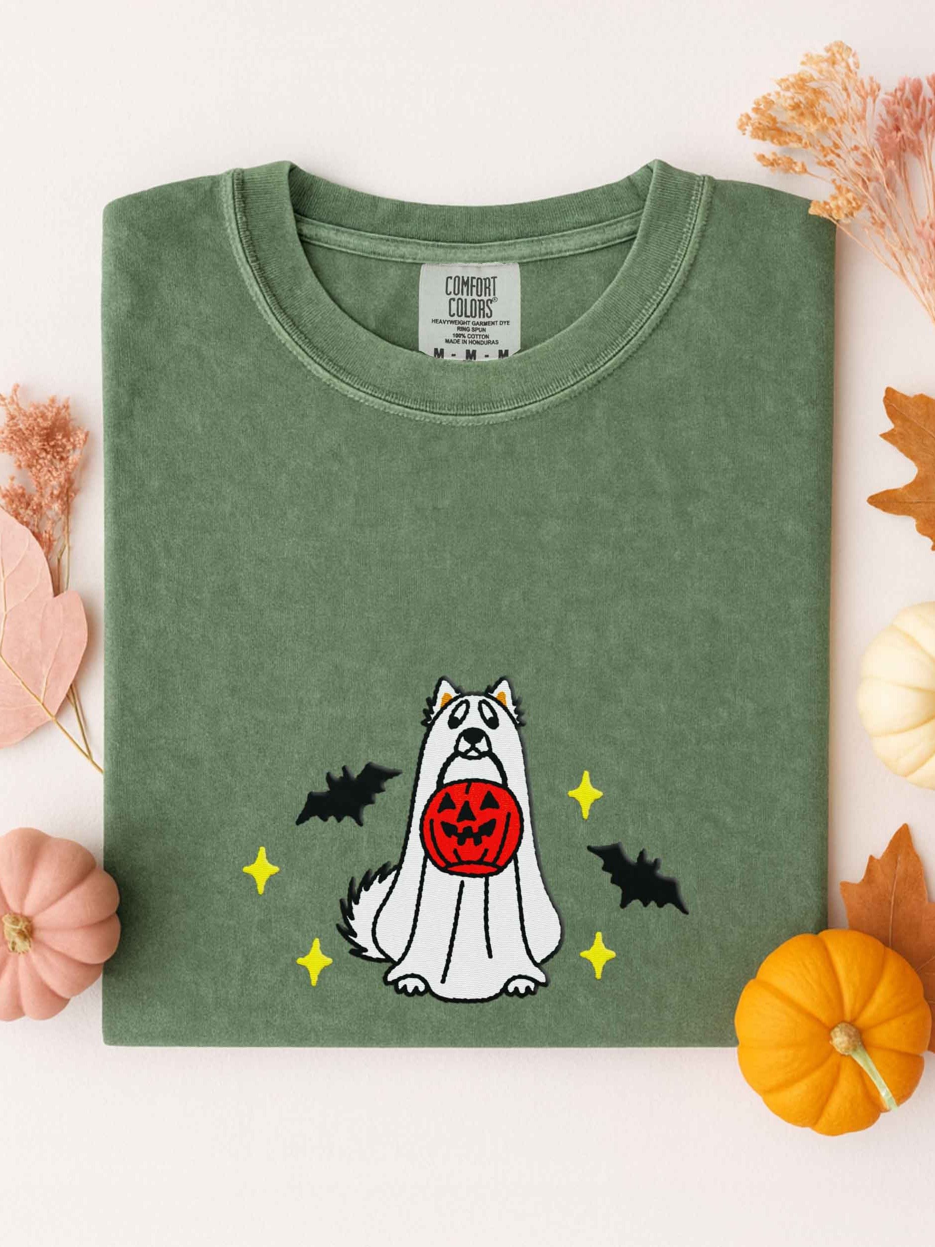 Halloween Samoyed Embroidered T-Shirt product image (1)
