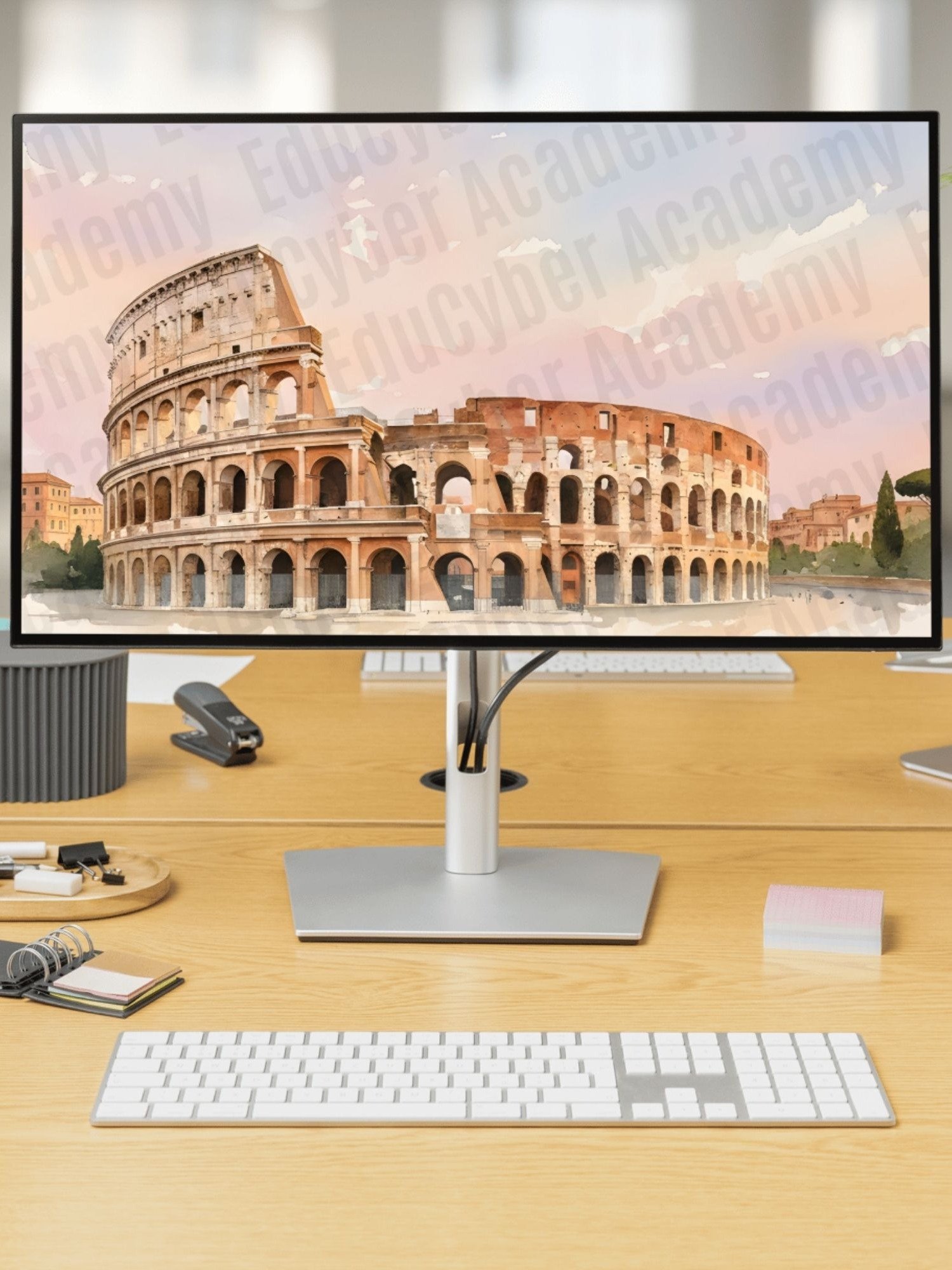New 7 Wonders of the World Frame TV Art History of the Colosseum in Rome Italy Pastel Watercolor Desktop & Laptop Background Wallpaper Image (300 dpi) product image (11)