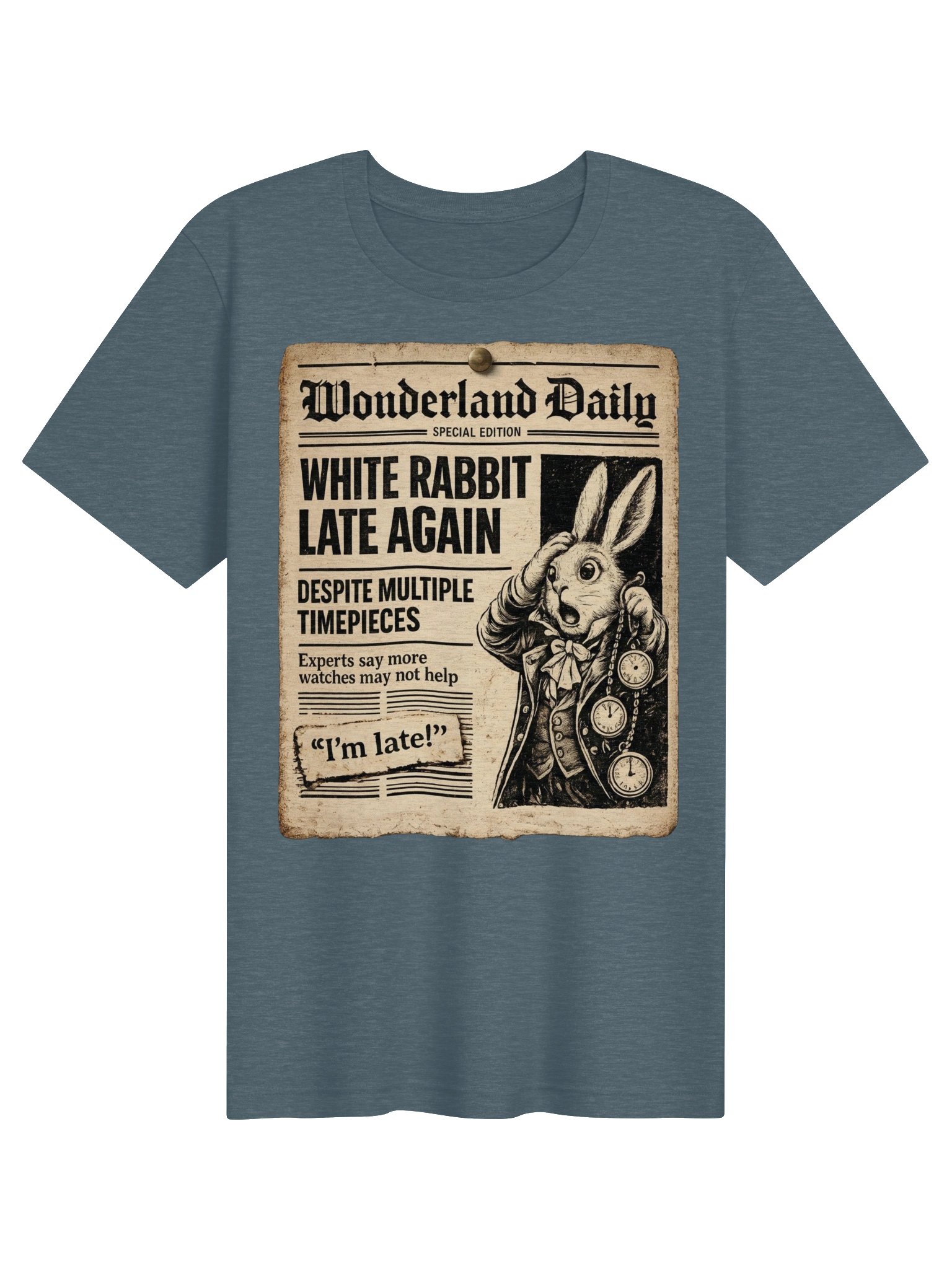Wonderland Daily White Rabbit T-Shirt, Funny Alice Fan Shirt product image (2)
