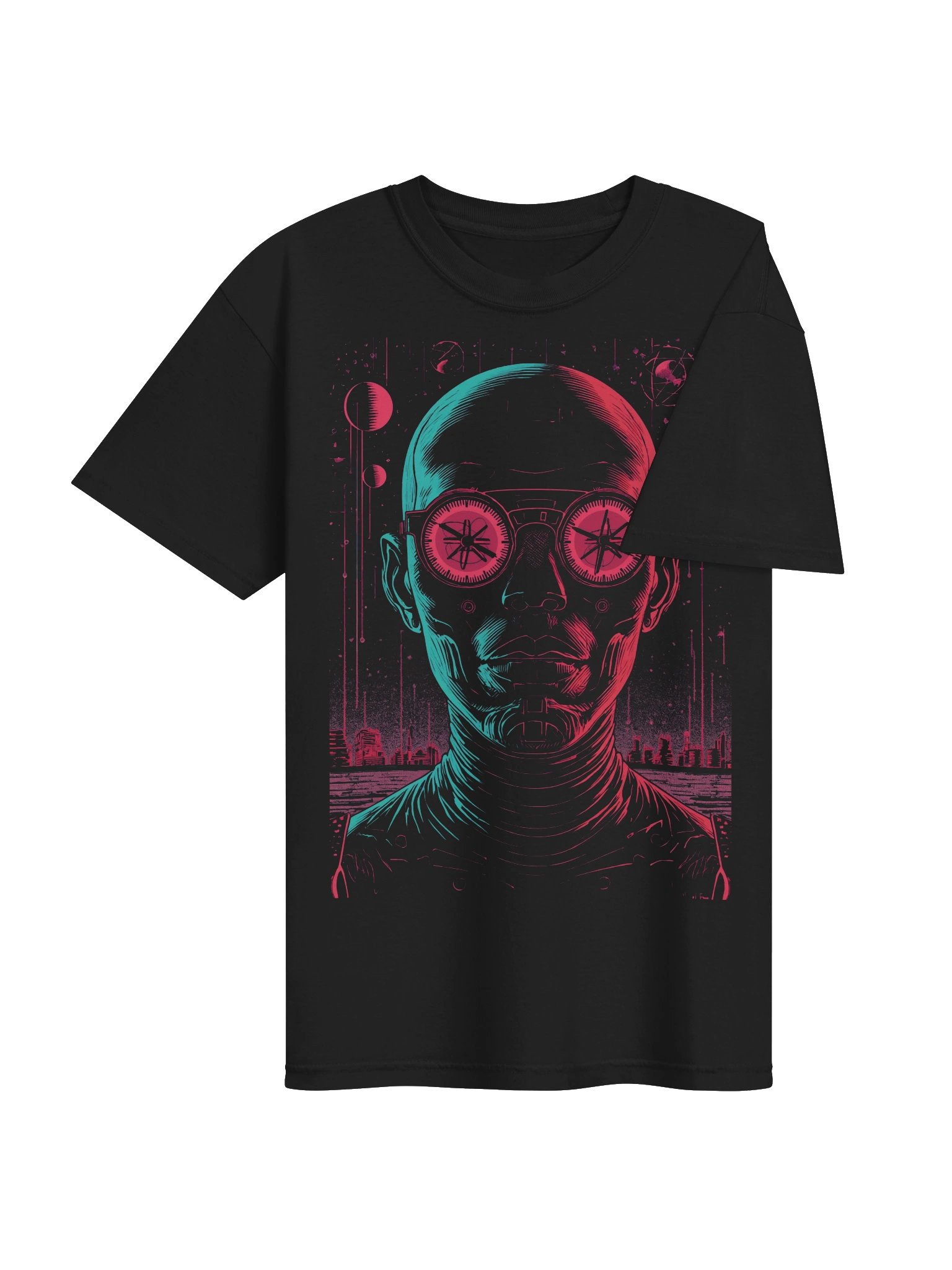 Neon Sci-Fi Goggles Portrait Heavyweight T-Shirt product image (7)