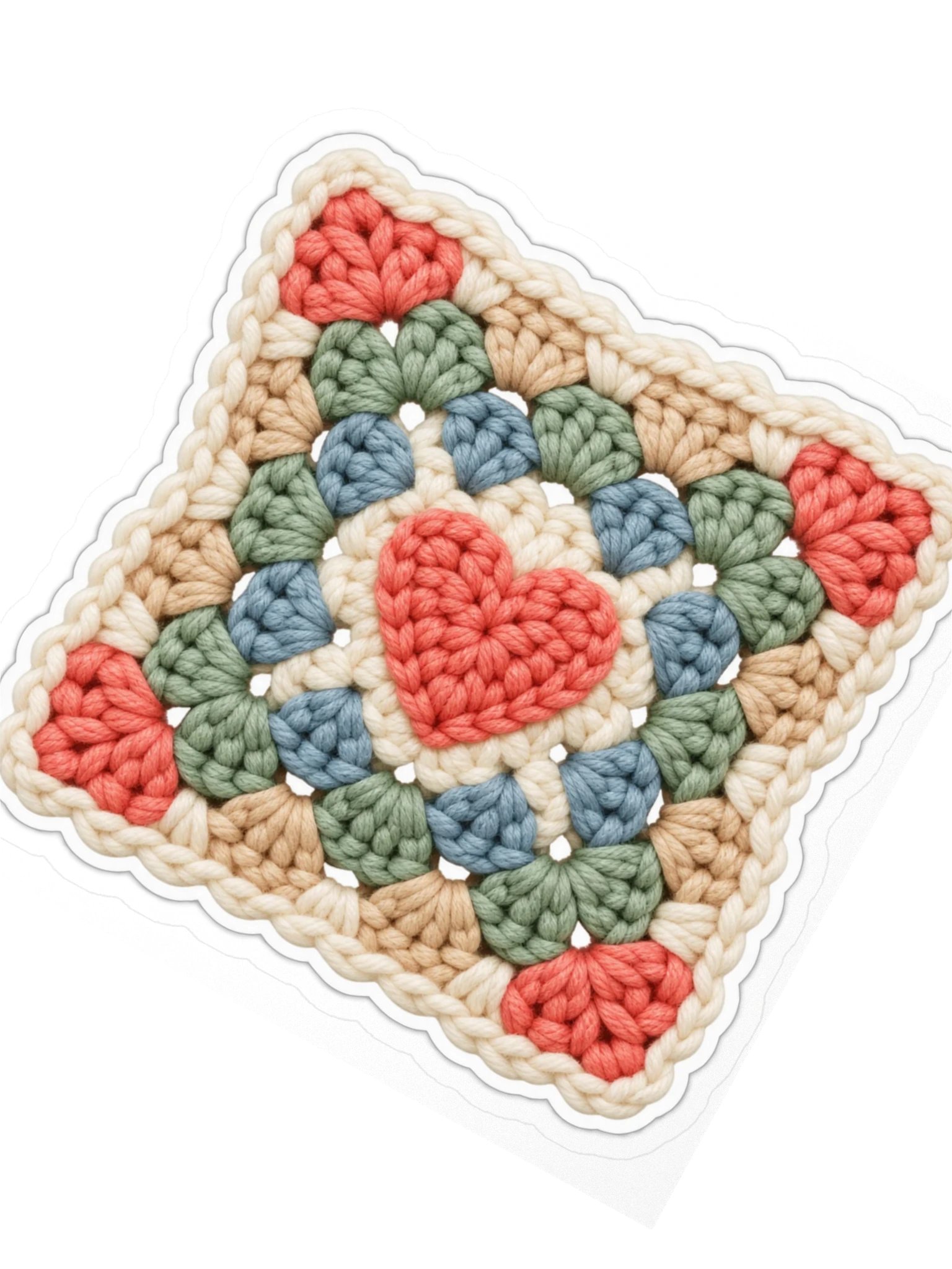 Crochet Heart Granny Square Sticker | Cute Yarn Water Bottle Decal product image (2)
