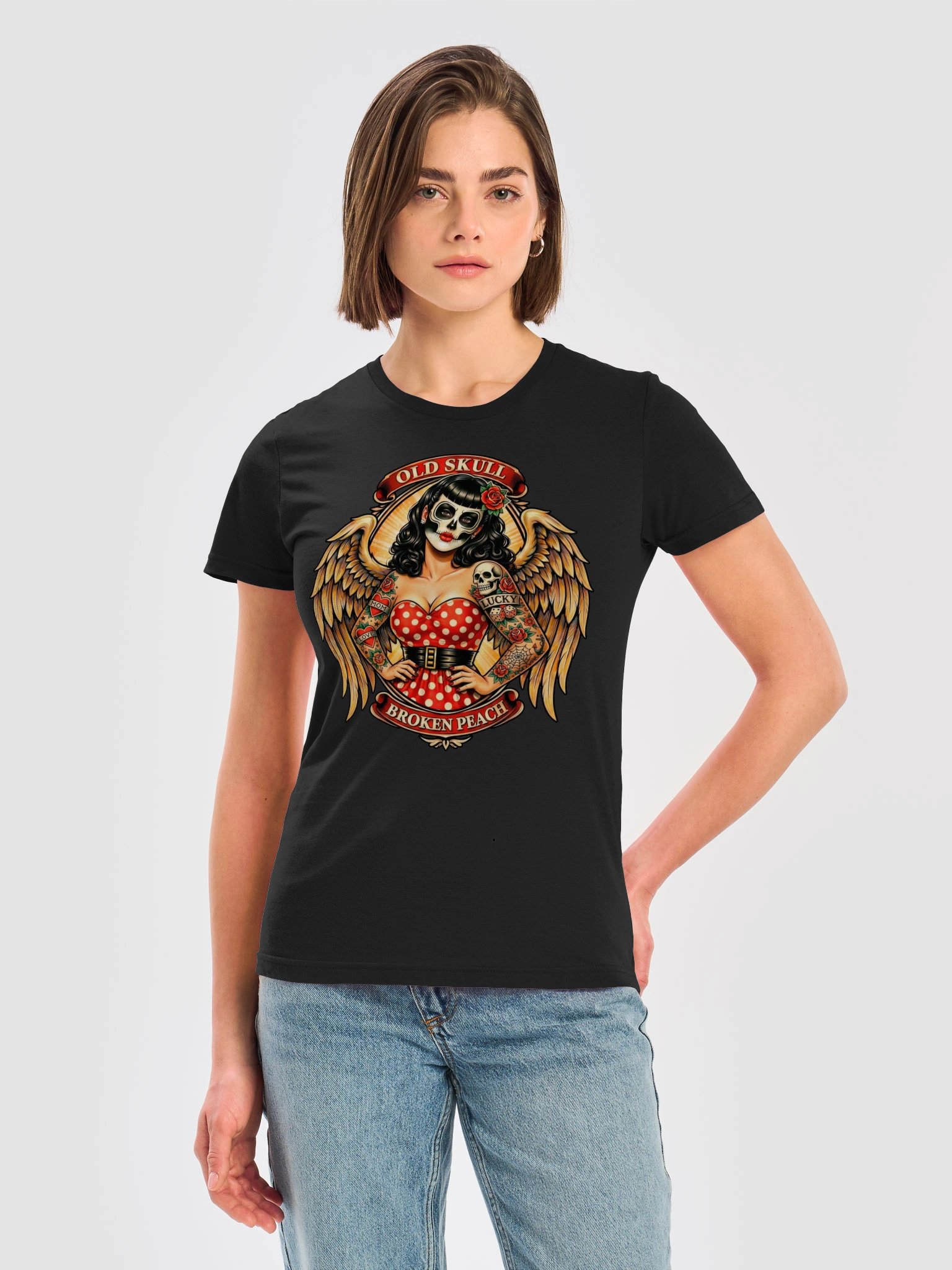 Broken Peach – Women's Old Skull Halloween T-Shirt product image (5)