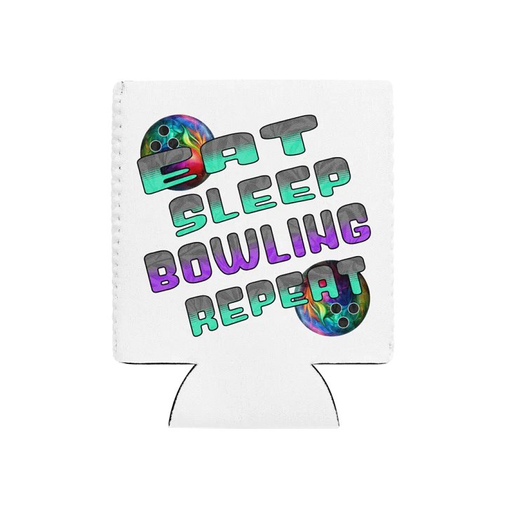 Eat Sleep Bowling Repeat Angle Colorful Ball Can Cooler product image (1)
