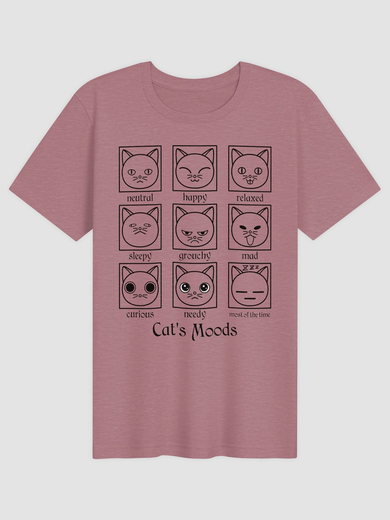 Cat's Moods (Black Print) - Unisex Adult Super Soft Lightweight T-shirt product image (1)