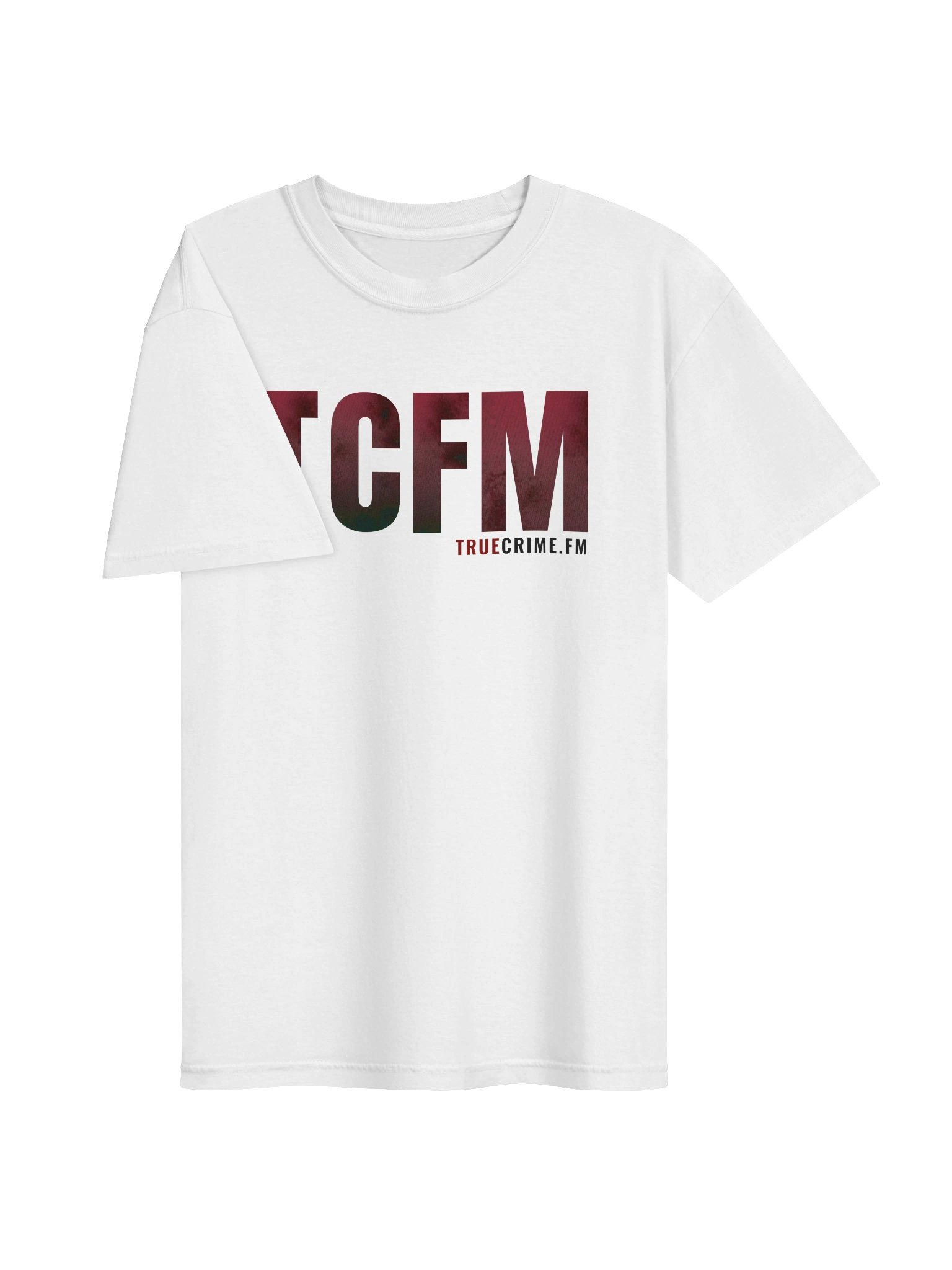 TCFM - TrueCrime.FM White Tee with Red and Black Letters product image (3)