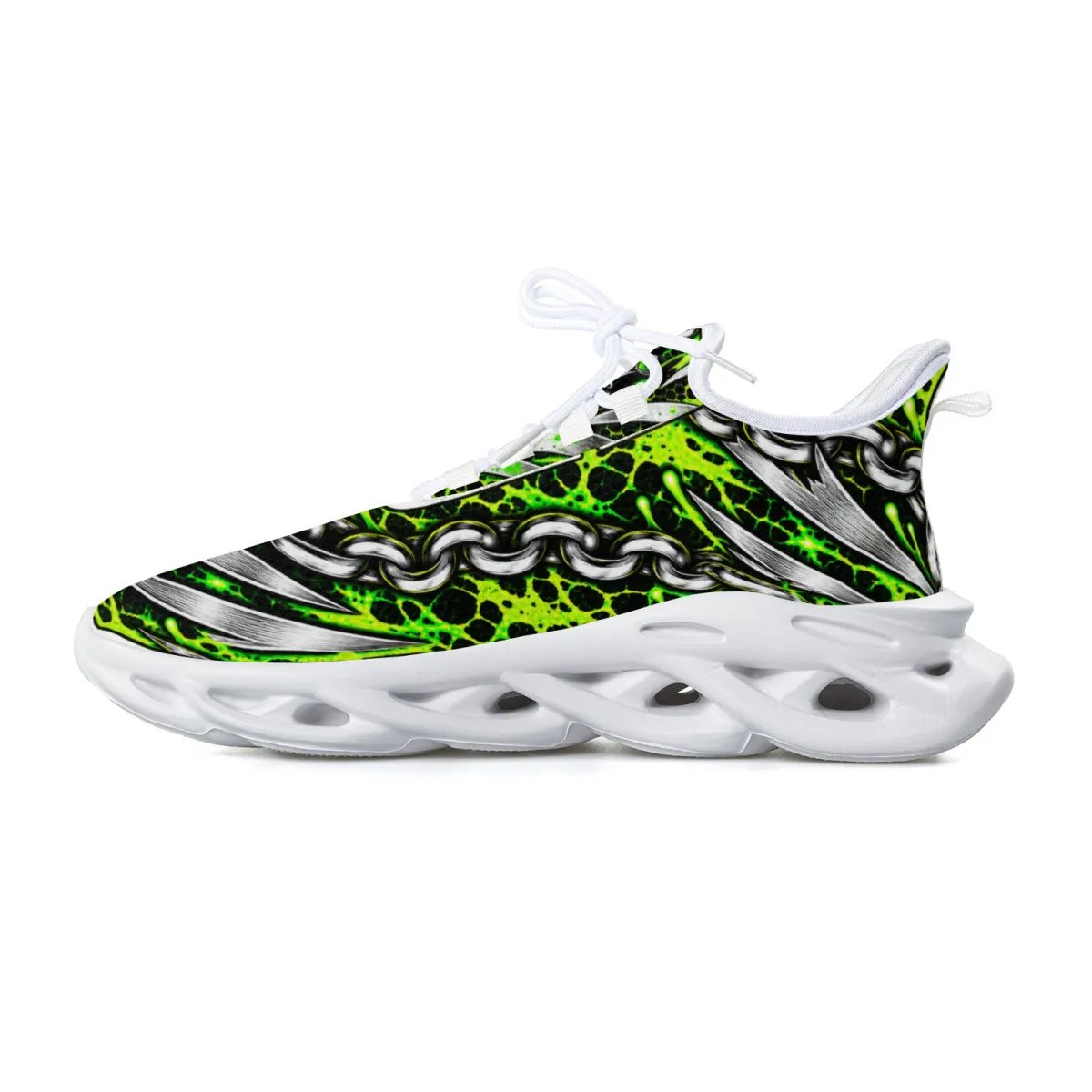 MMD Toxic Crown Skull Chain Chunky Sneakers – Lime Green product image (2)