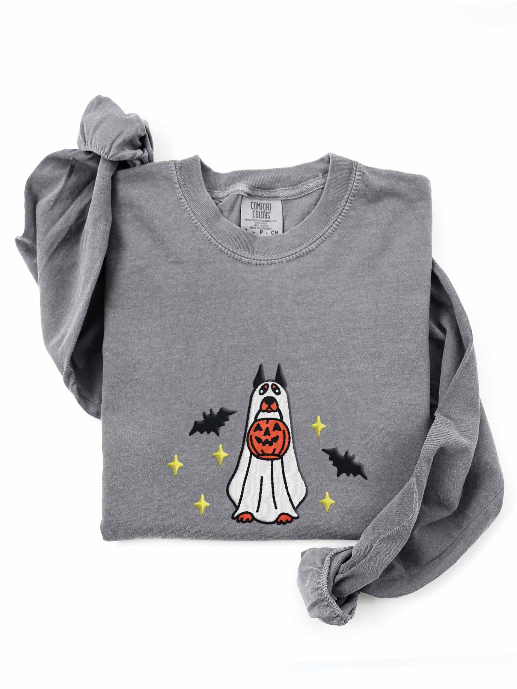 Halloween Doberman Pinscher(Black & Tan, Cropped Ears) Embroidered Long-Sleeve T-Shirt product image (1)