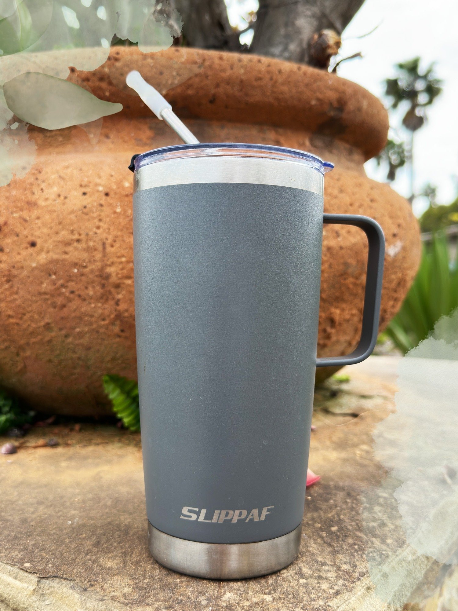2 Pack Tumbler 20 & 30 Oz With Handle, Lid and Straw (Gray) product image (3)