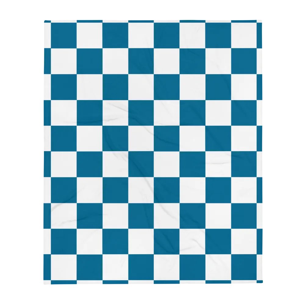 Squares White and Teal/Throw Blanket by Allcolor product image (2)
