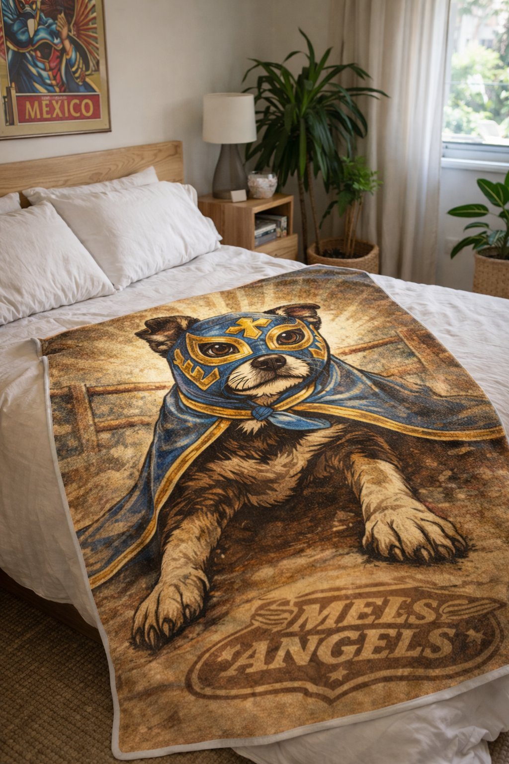Lucha Dog Throw Blanket – Funny Mexican Wrestling Pet Blanket | Small Couch & Pet Blanket 30×40 product image (1)