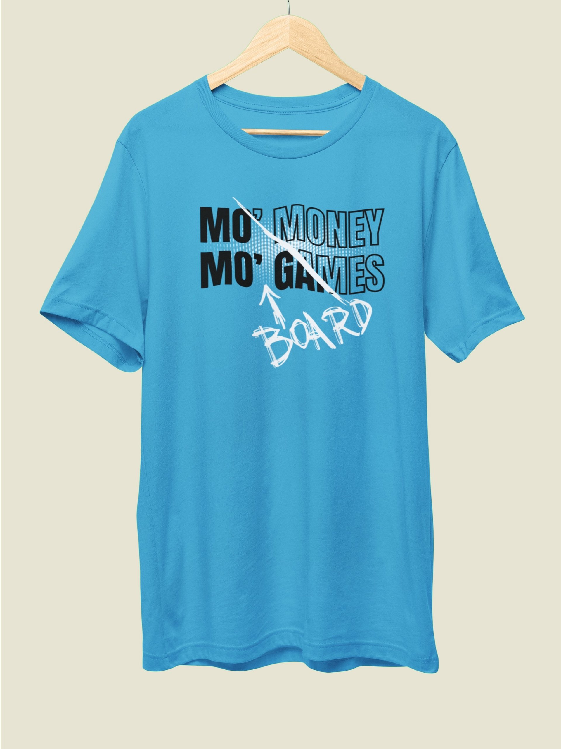 90s Rap Shirt for Board Gamers, Cool Unisex Gamer Aqua T-shirt, Mo Money Mo Board Games product image (2)