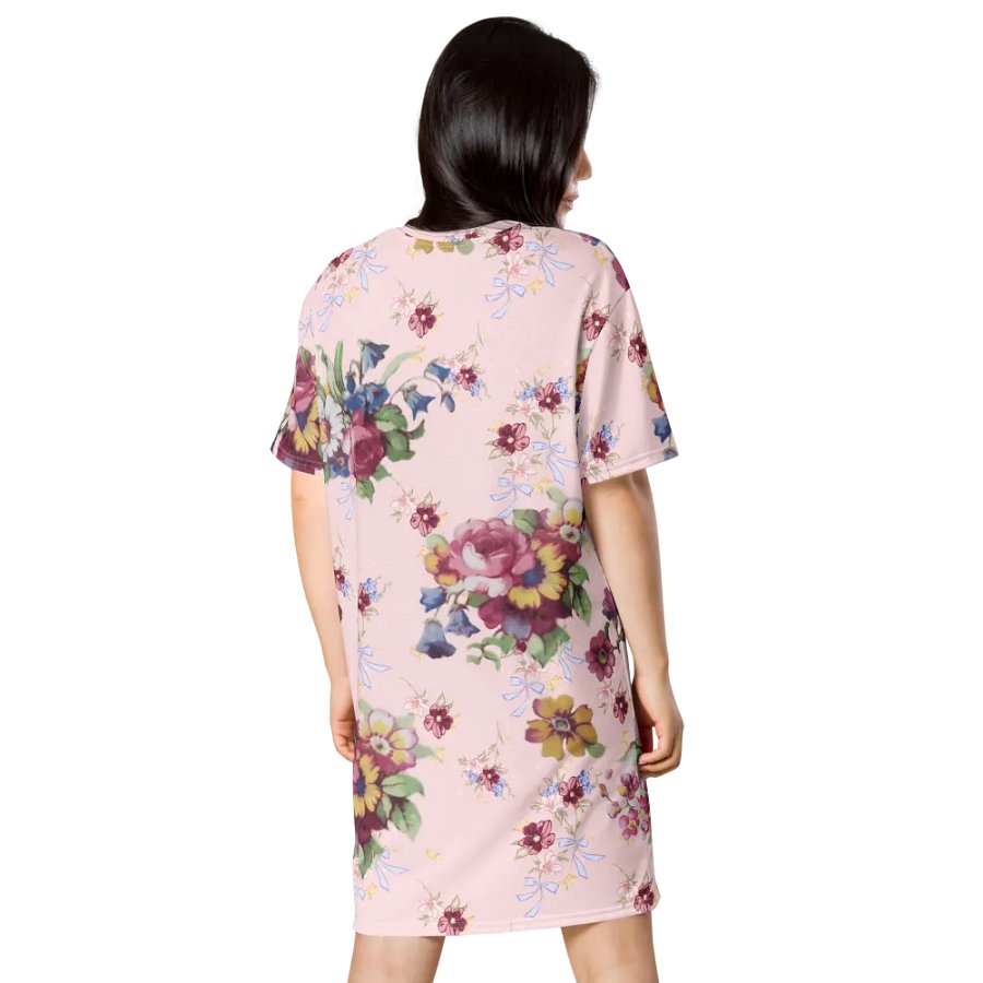 Vintage Floral Woman's Dress T-Shirt | Pink Blossom Everyday Apparel product image (5)