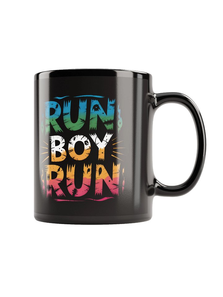 Run Boy Run Black Glossy Mug product image (1)