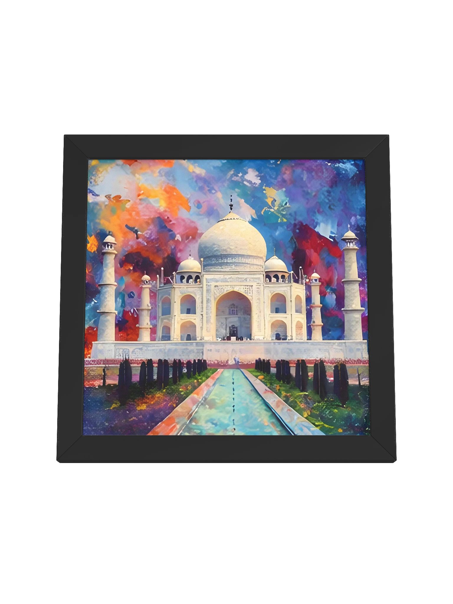 Taj Mahal im Farbenrausch – Modern Art Edition Vibrant Ayous Wood Framed Matte Art Poster product image (47)