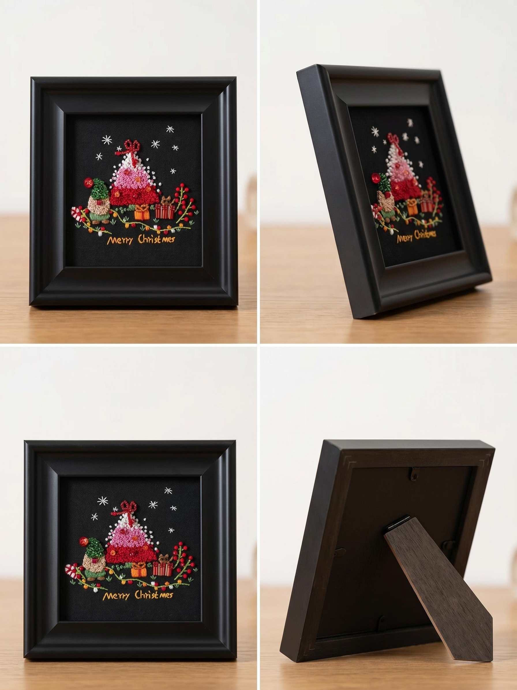 Winter Solstice Wish Christmas Beaded Painting Ready to Display Open Frame Luxury Textile Masterpiece product image (5)