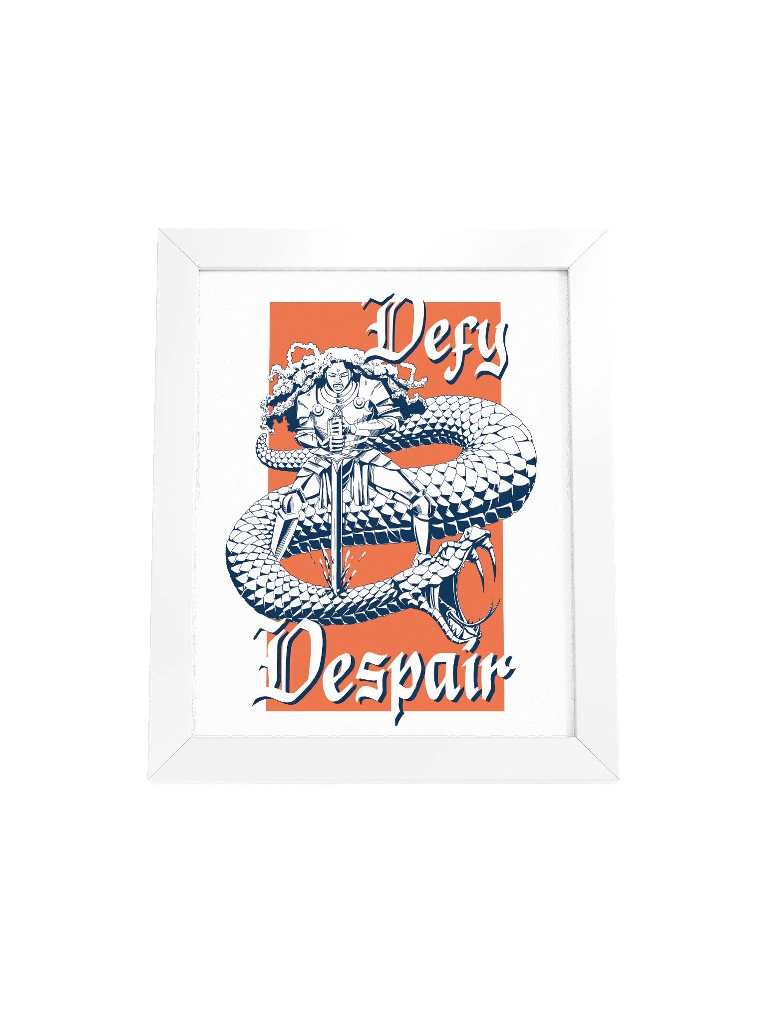 DEFY DESPAIR framed poster (orange/navy) product image (5)