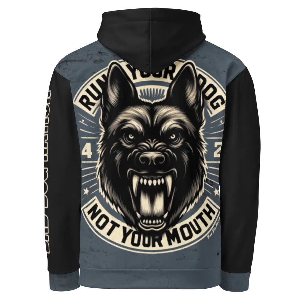 Run Your Dog, Not Your Mouth Blue - Adult All-Over Print Unisex Hoodie product image (3)