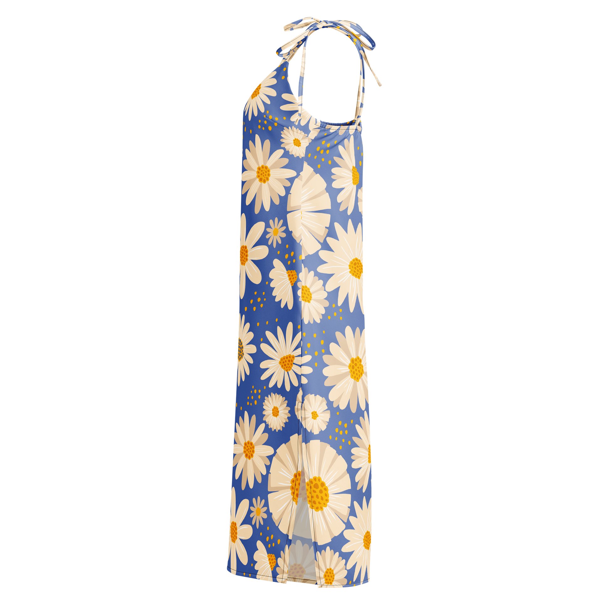 Women’s Floral Sleep Dress – Blue Daisy Print Sleeveless Nightgown Soft Comfortable Nightwear product image (5)
