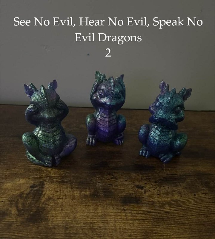 Handmade Resin Figurines – Baby Dragon, “See No Evil, Hear No Evil, Speak No Evil” Sets and More! product image (2)