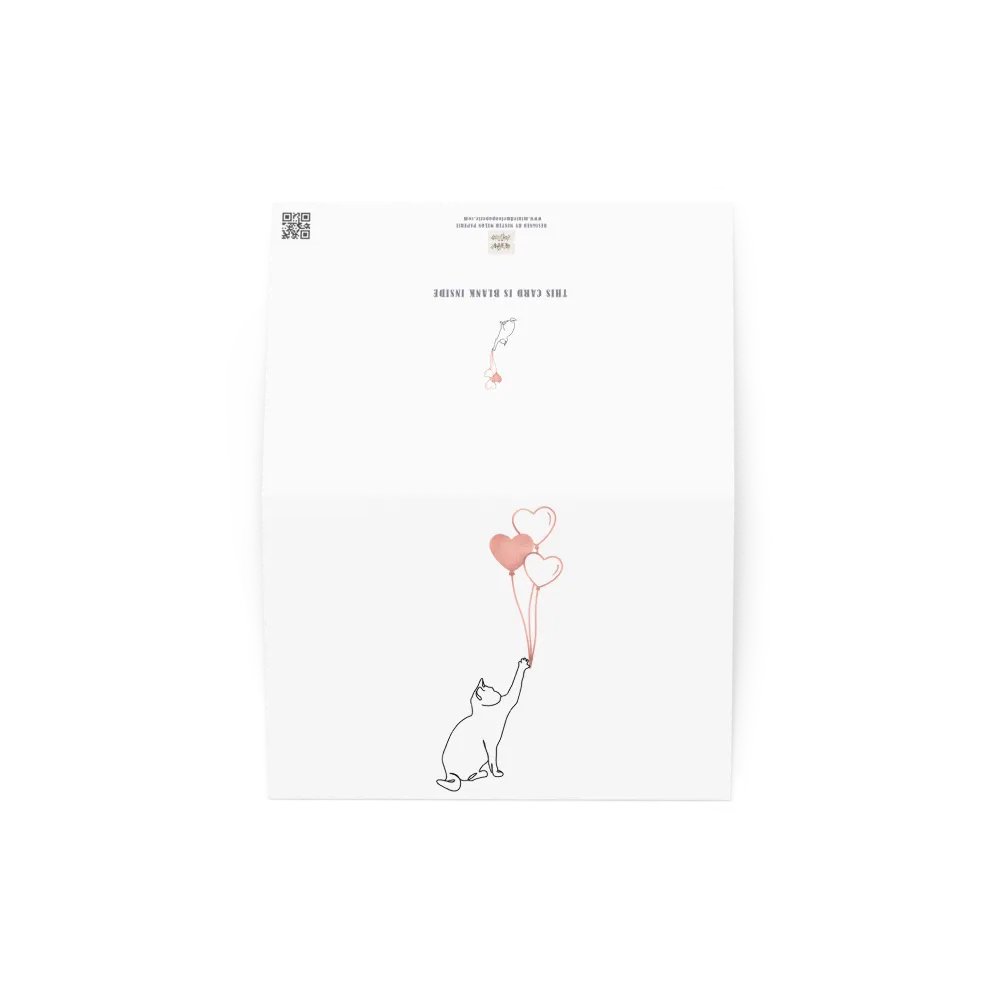 Minimalist Valentine Card Couple's Cat and Heart Balloons product image (5)