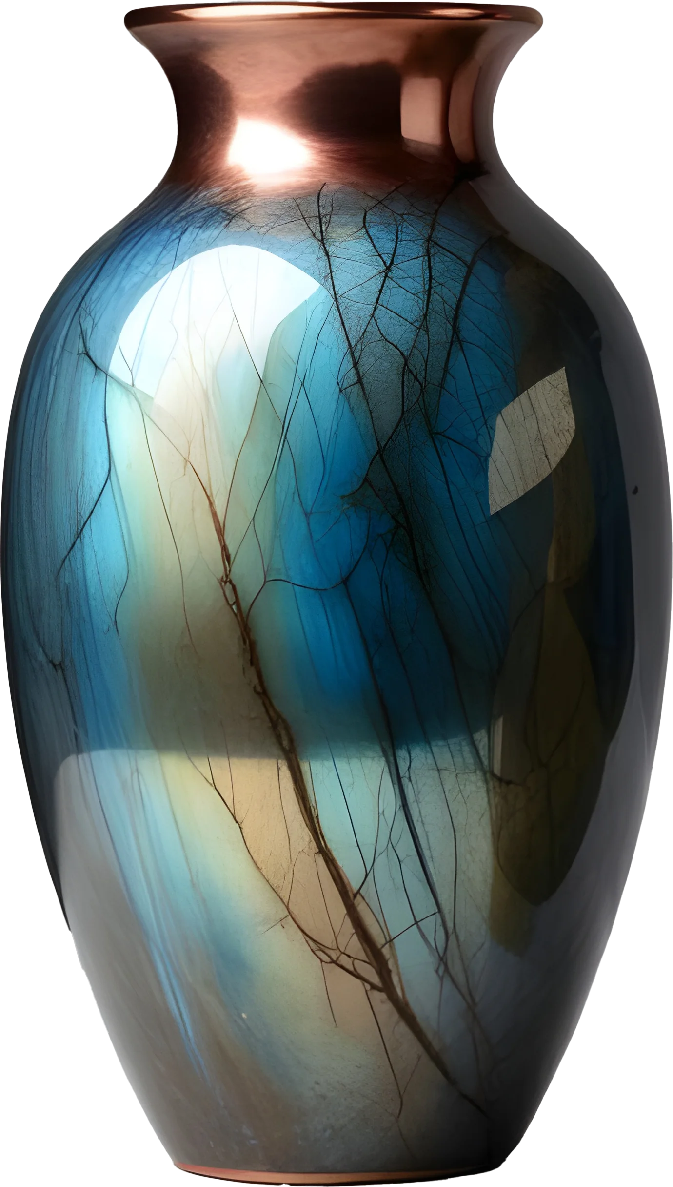Stellar Luxe – Labradorite & Copper Vase PNG product image (1)
