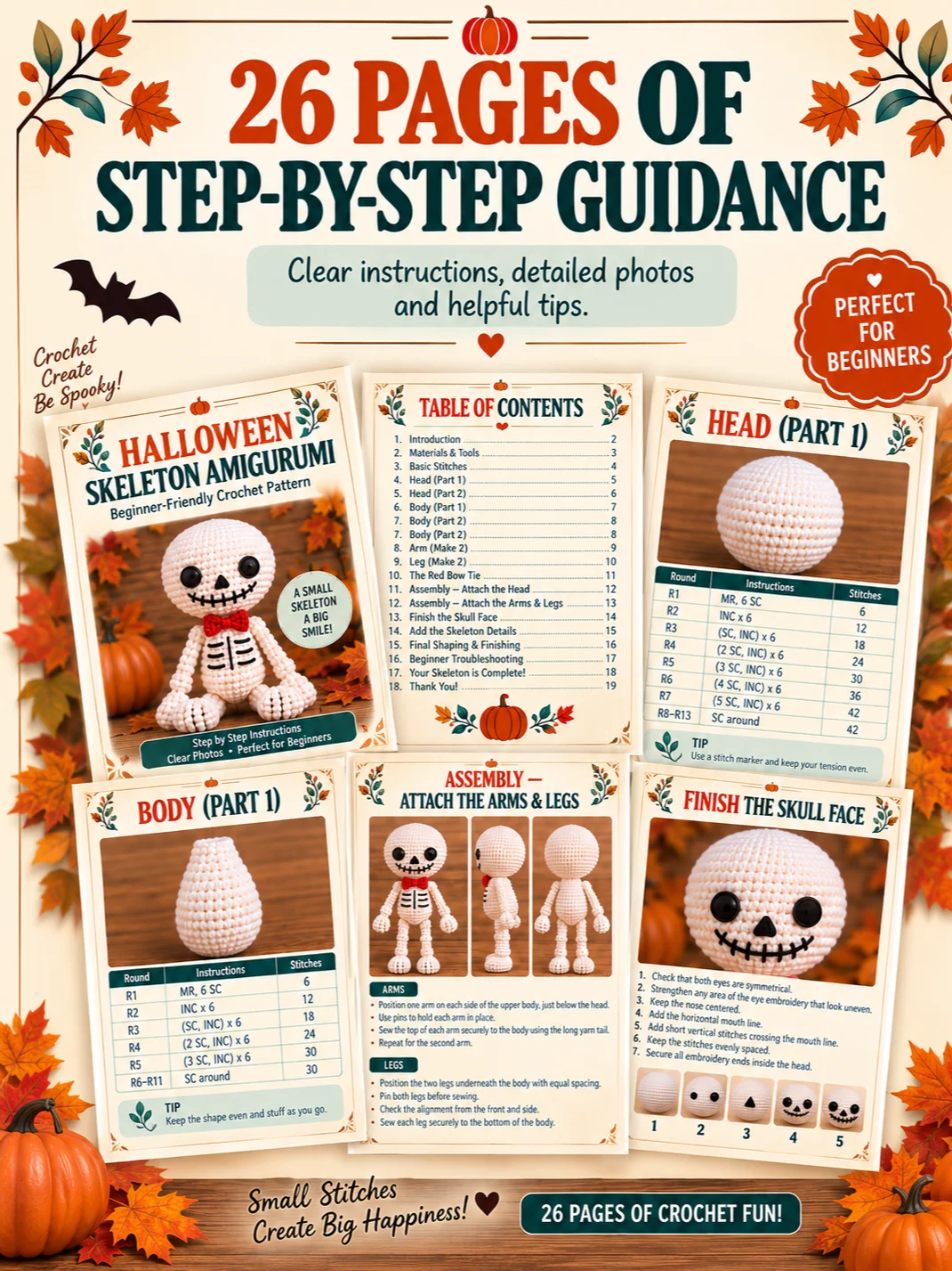 Halloween Skeleton Crochet Pattern PDF | Beginner Amigurumi Tutorial product image (2)