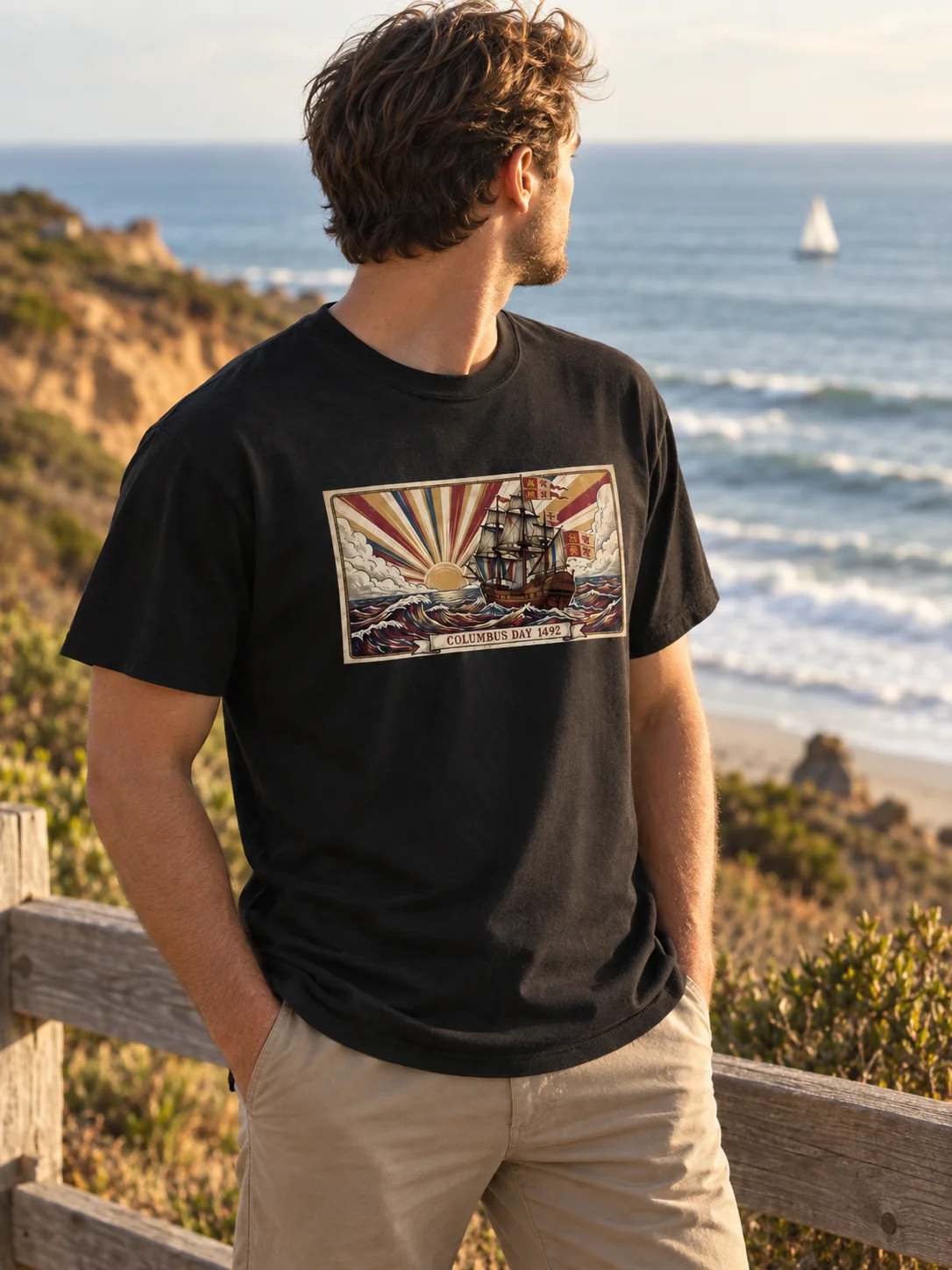 Columbus Day 1492 Shirt, Vintage Spanish Ship Tee product image (2)