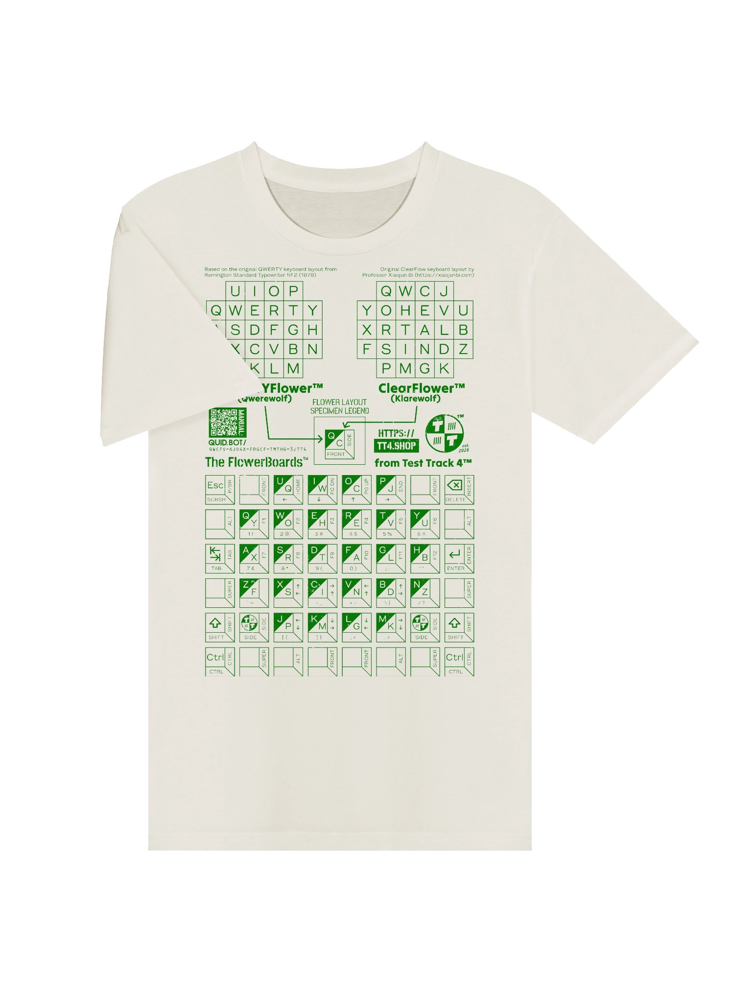Green Grunge FlowerBoard™ Keycap Diagram Tee product image (3)