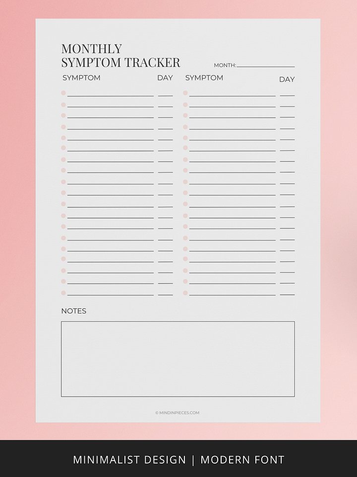Monthly Symptom Tracker Printable Digital Download product image (2)