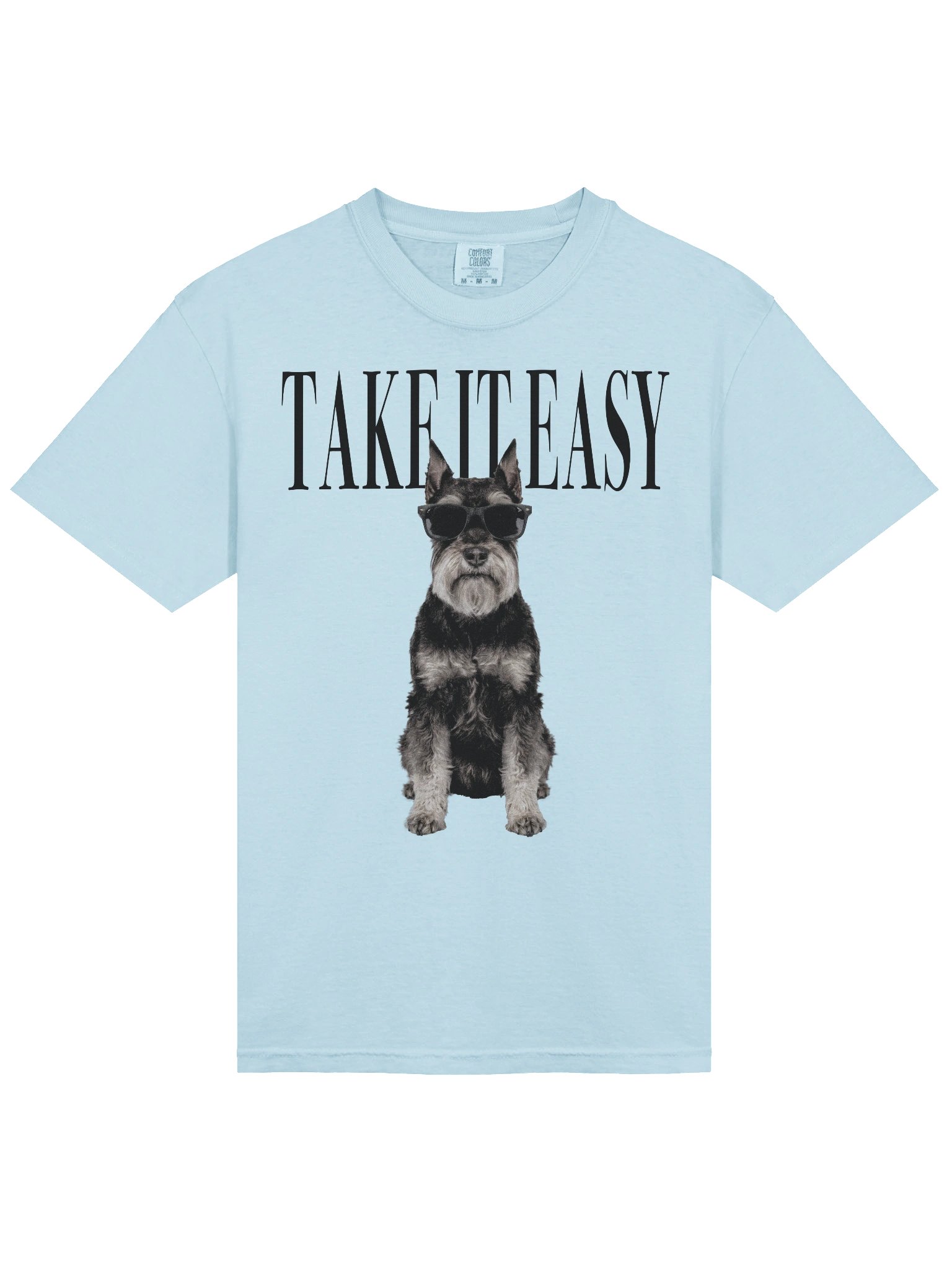 Take It Easy '90s Pop Vintage-Style T-Shirt for Miniature Schnauzer(Black & Silver, Cropped Ears) Owner product image (6)